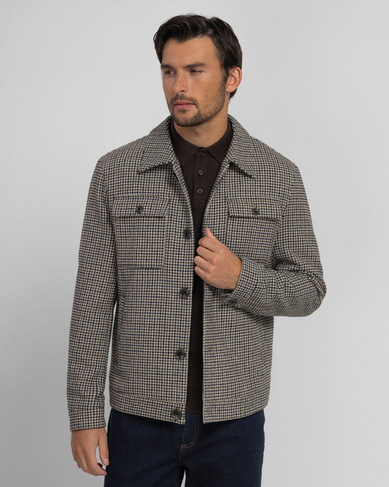 Steel & Jelly Men's Hawkridge Houndstooth Wool Blend Harrington Jacket