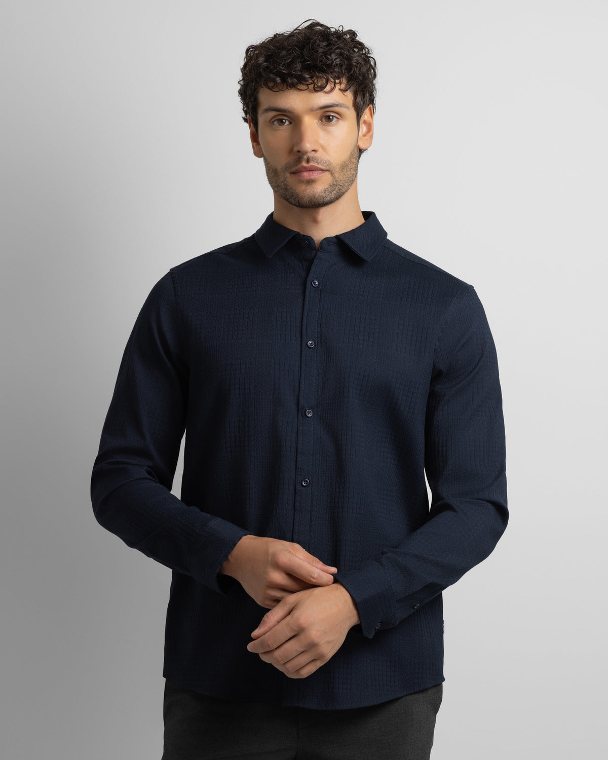 Multi-Texture Long Sleeve Shirt