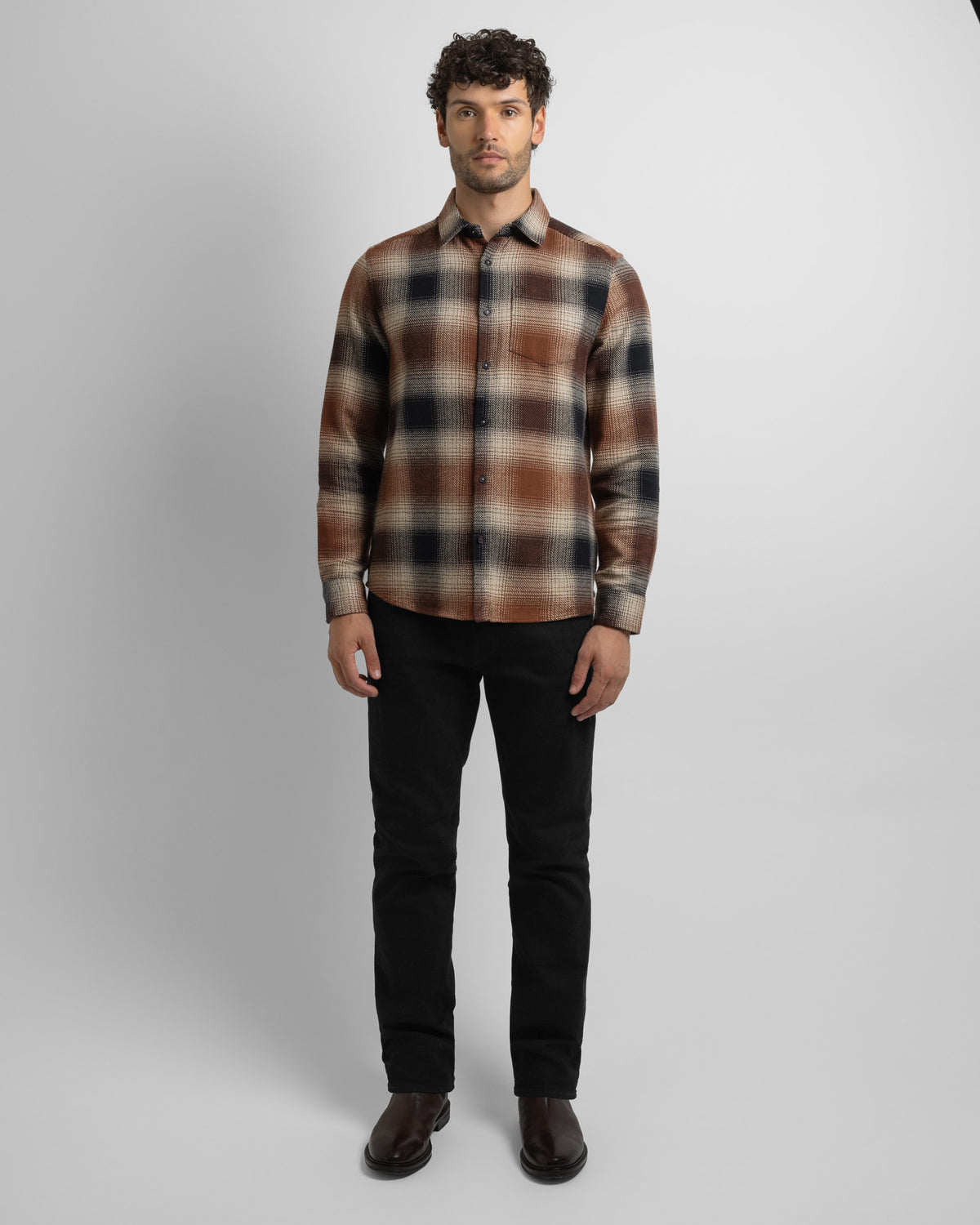 Audlem - Shadow Check Brushed Cotton Long Sleeve Shirt