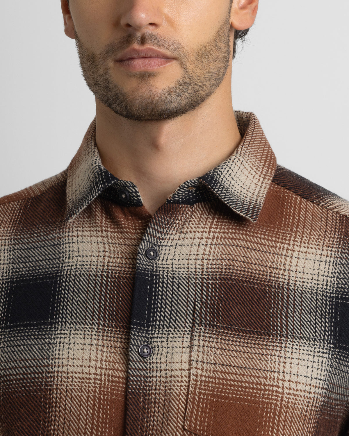 Audlem - Shadow Check Brushed Cotton Long Sleeve Shirt