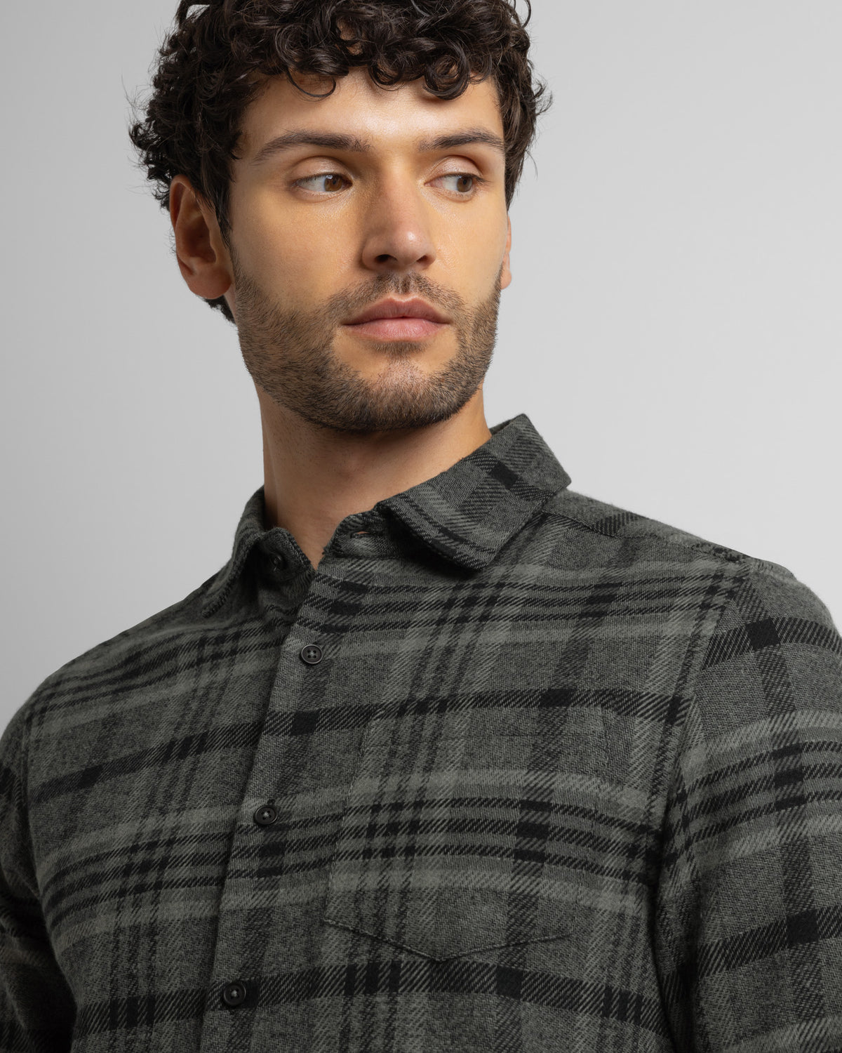 Holmes - Check Brushed Cotton Long Sleeve Shirt