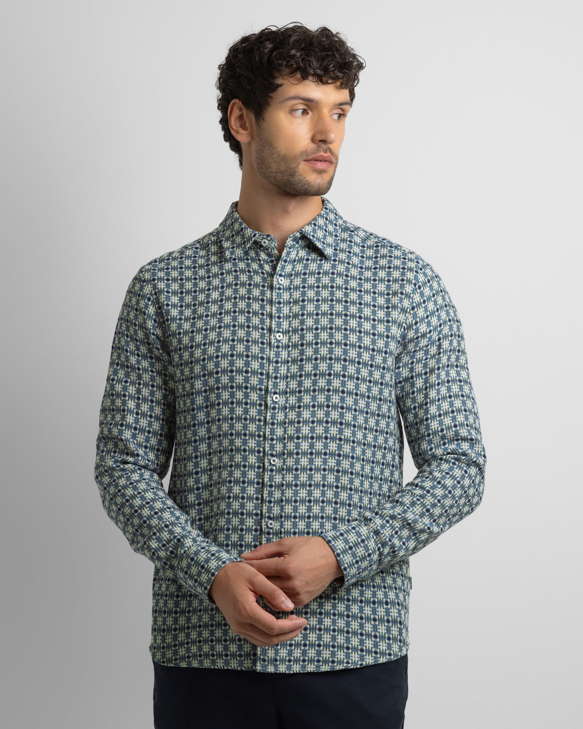 Poynton - Abstract Check Long Sleeve Shirt