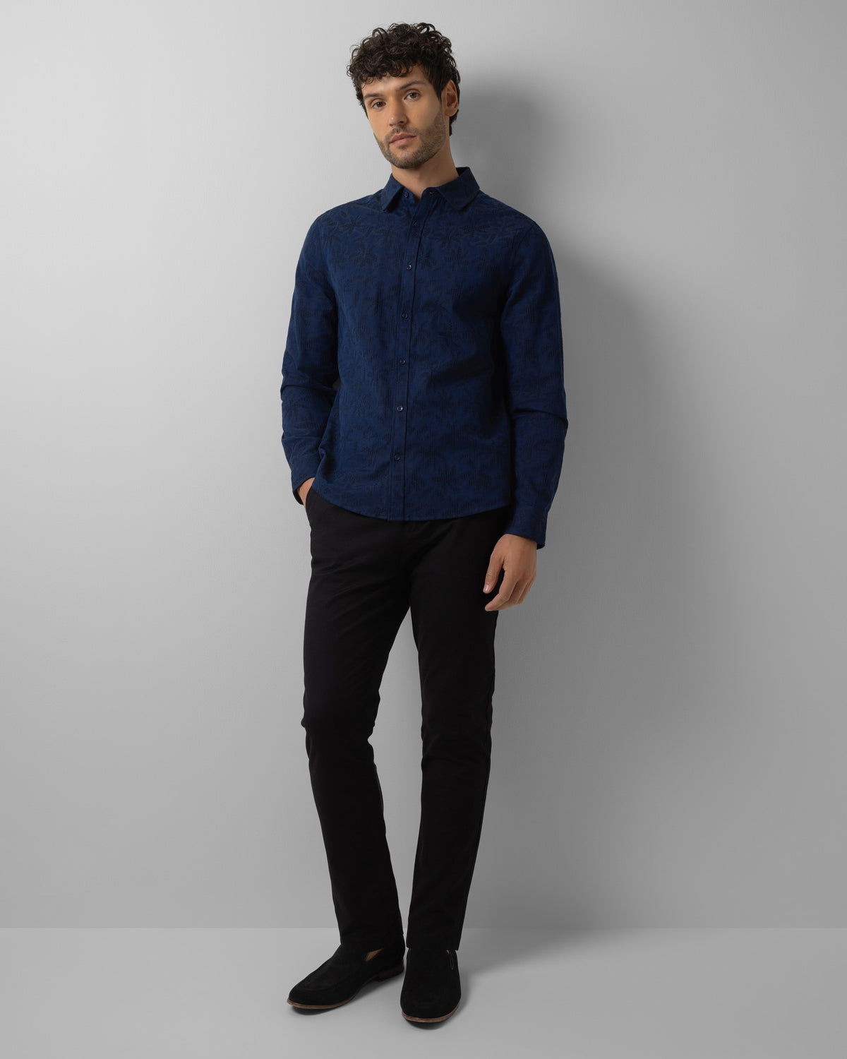 Tattenhall - Leaf Texture Long Sleeve Shirt