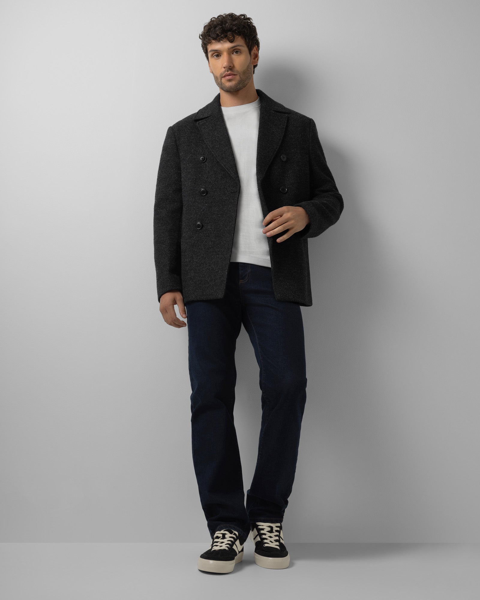 Camberwell - Black Wool Mix Double-Breasted Peacoat
