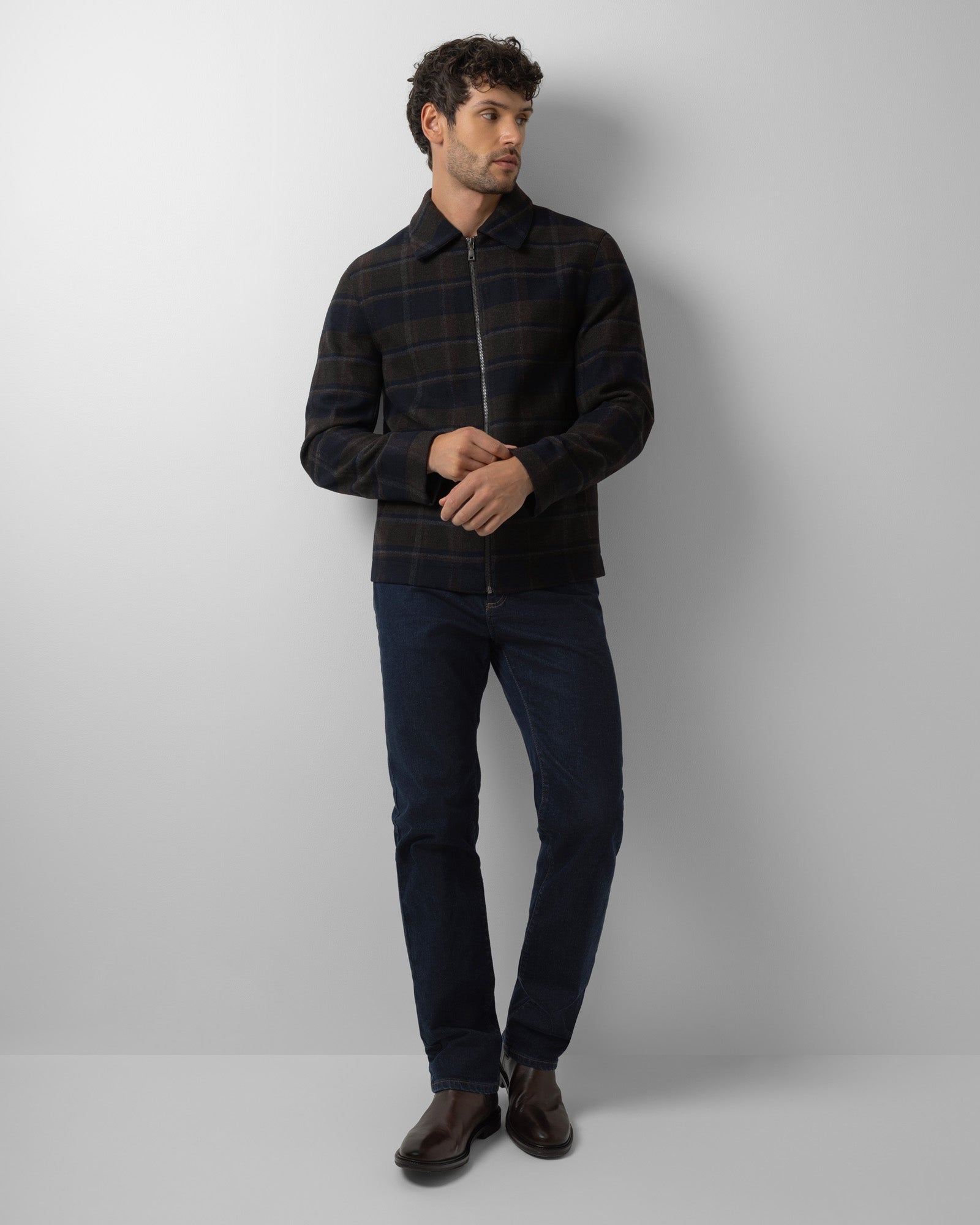 Malham - Check Wool Blend Harrington Jacket