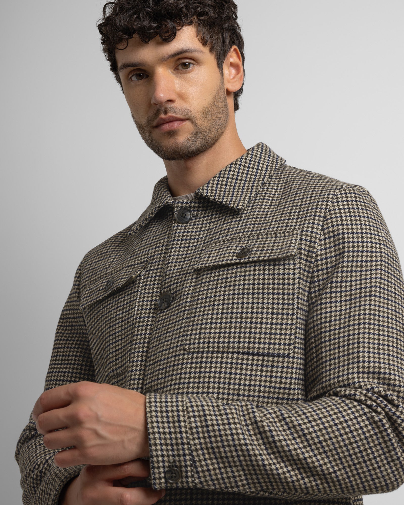 Steel & Jelly Men's Hawkridge Houndstooth Wool Blend Harrington Jacket