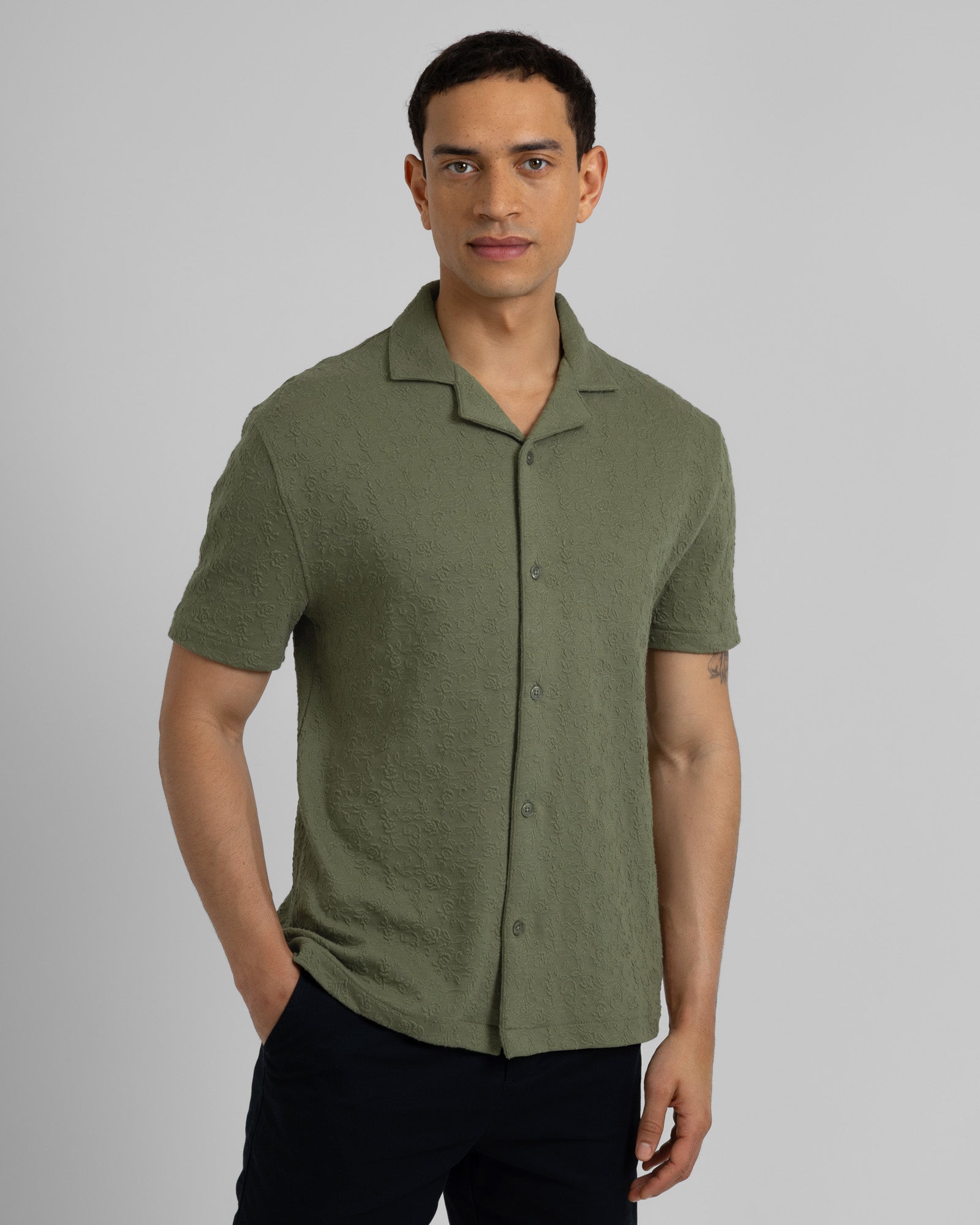 Perivale - Floral Jacquard Short Sleeve Shirt