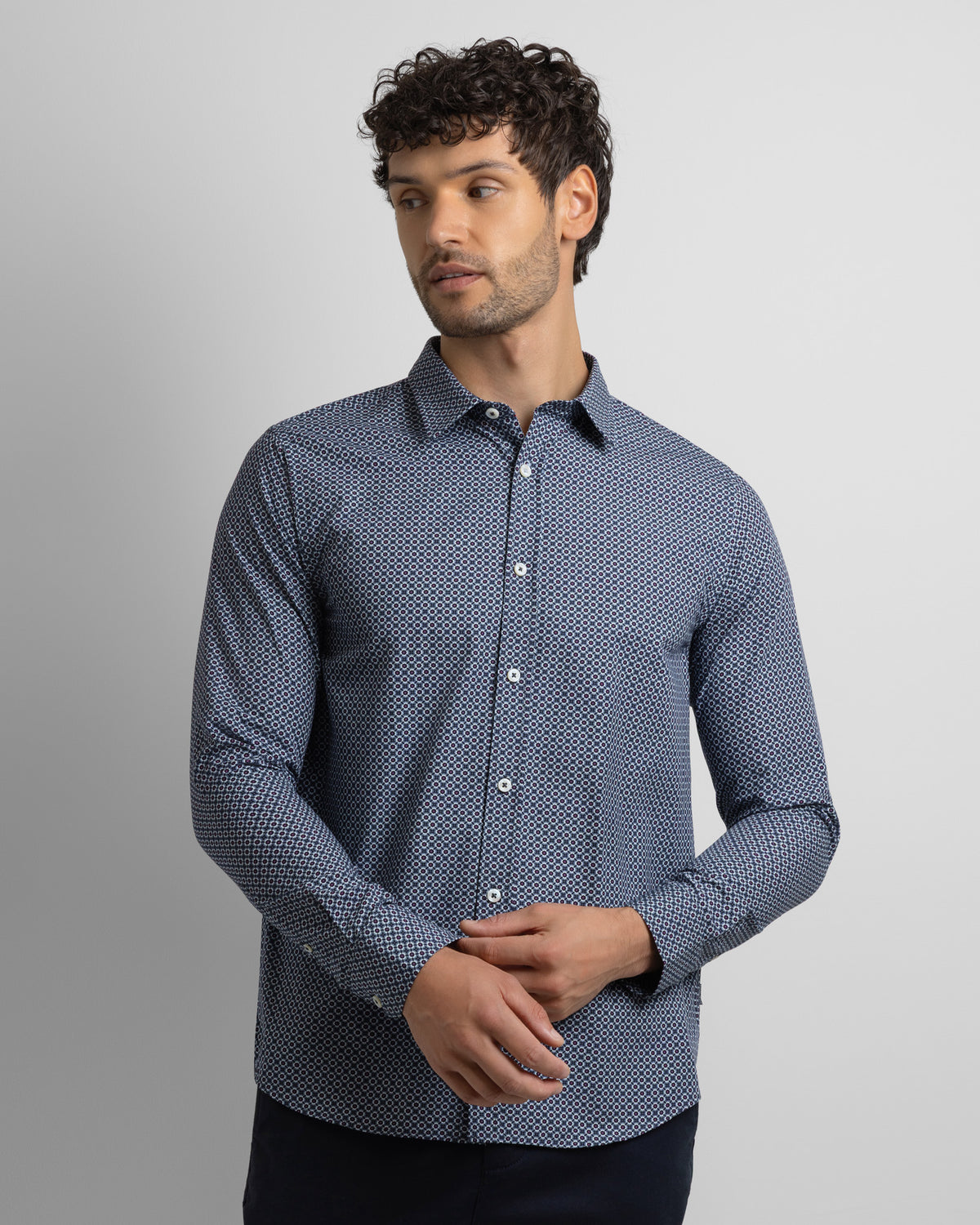Limited Edition Navy Geometric Slim Fit Shirt