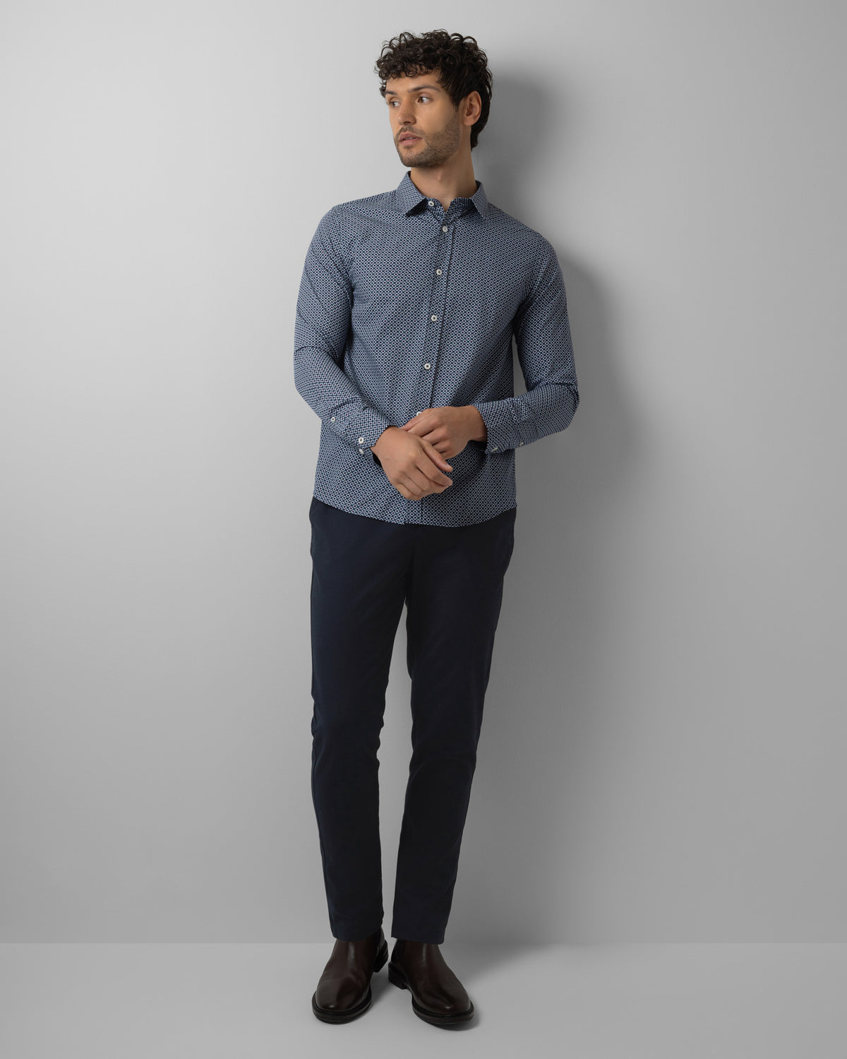 Limited Edition Navy Geometric Slim Fit Shirt