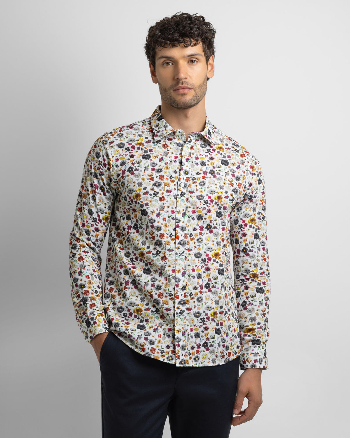Limited Edition White Multi Floral Slim Fit Shirt