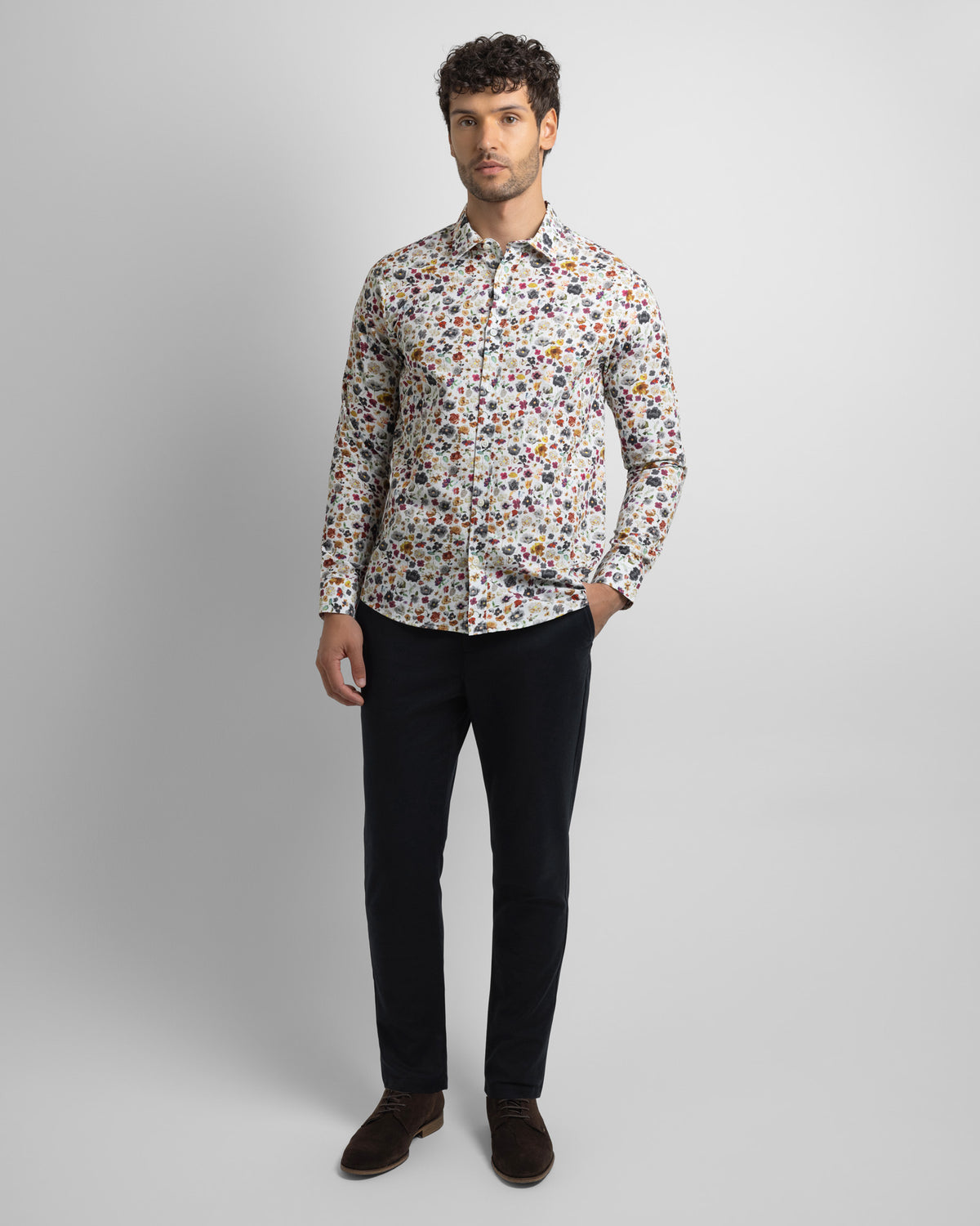 Limited Edition White Multi Floral Slim Fit Shirt