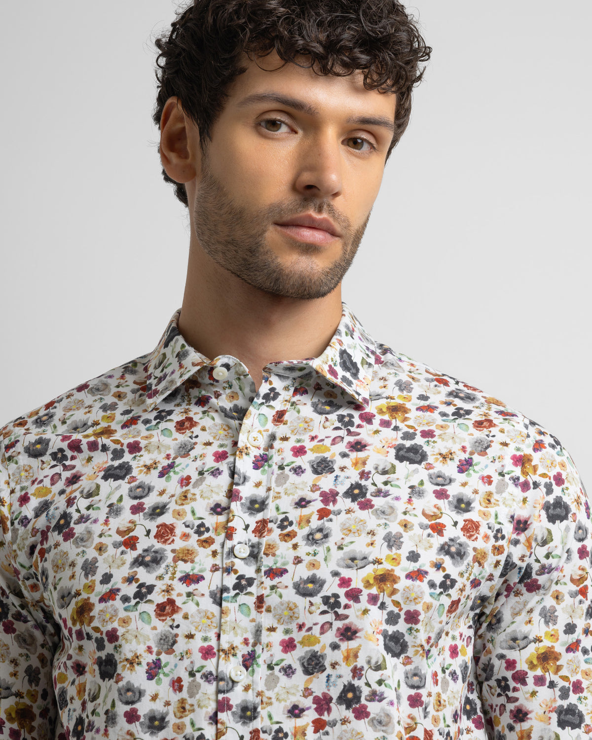 Limited Edition White Multi Floral Slim Fit Shirt