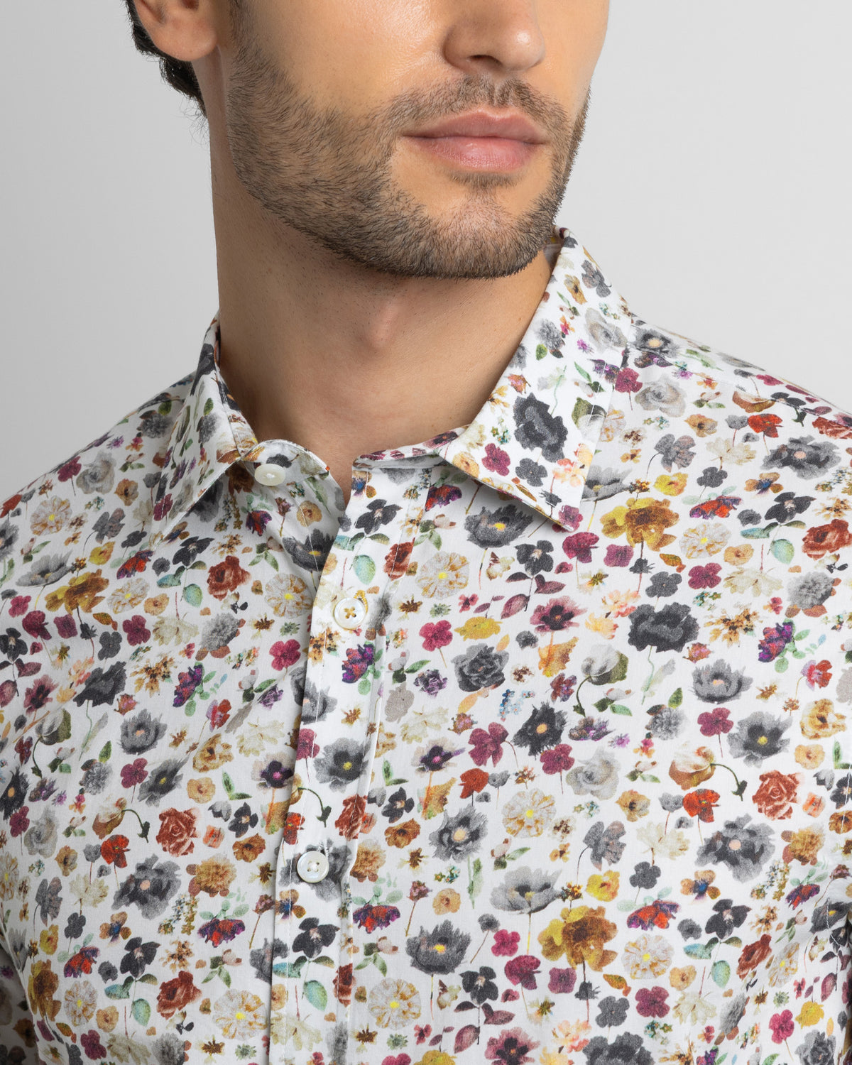 Limited Edition White Multi Floral Slim Fit Shirt
