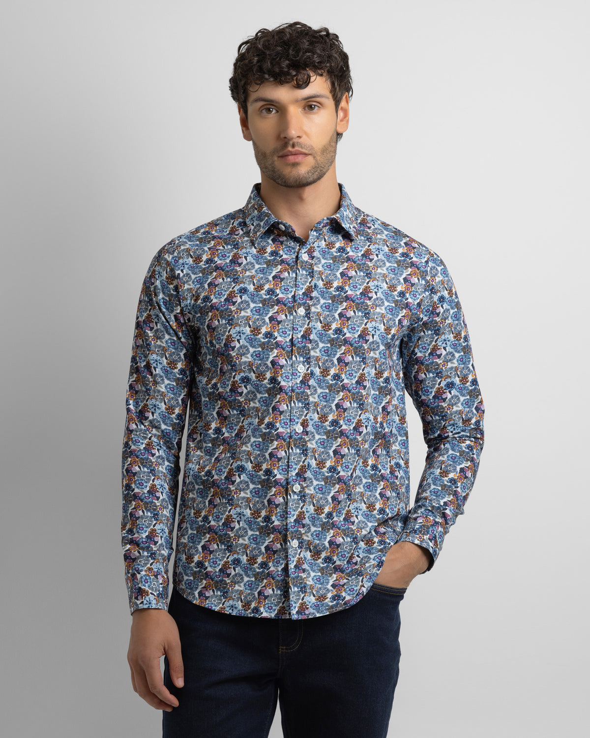 Limited Edition Blue Multi Floral Slim Fit Shirt