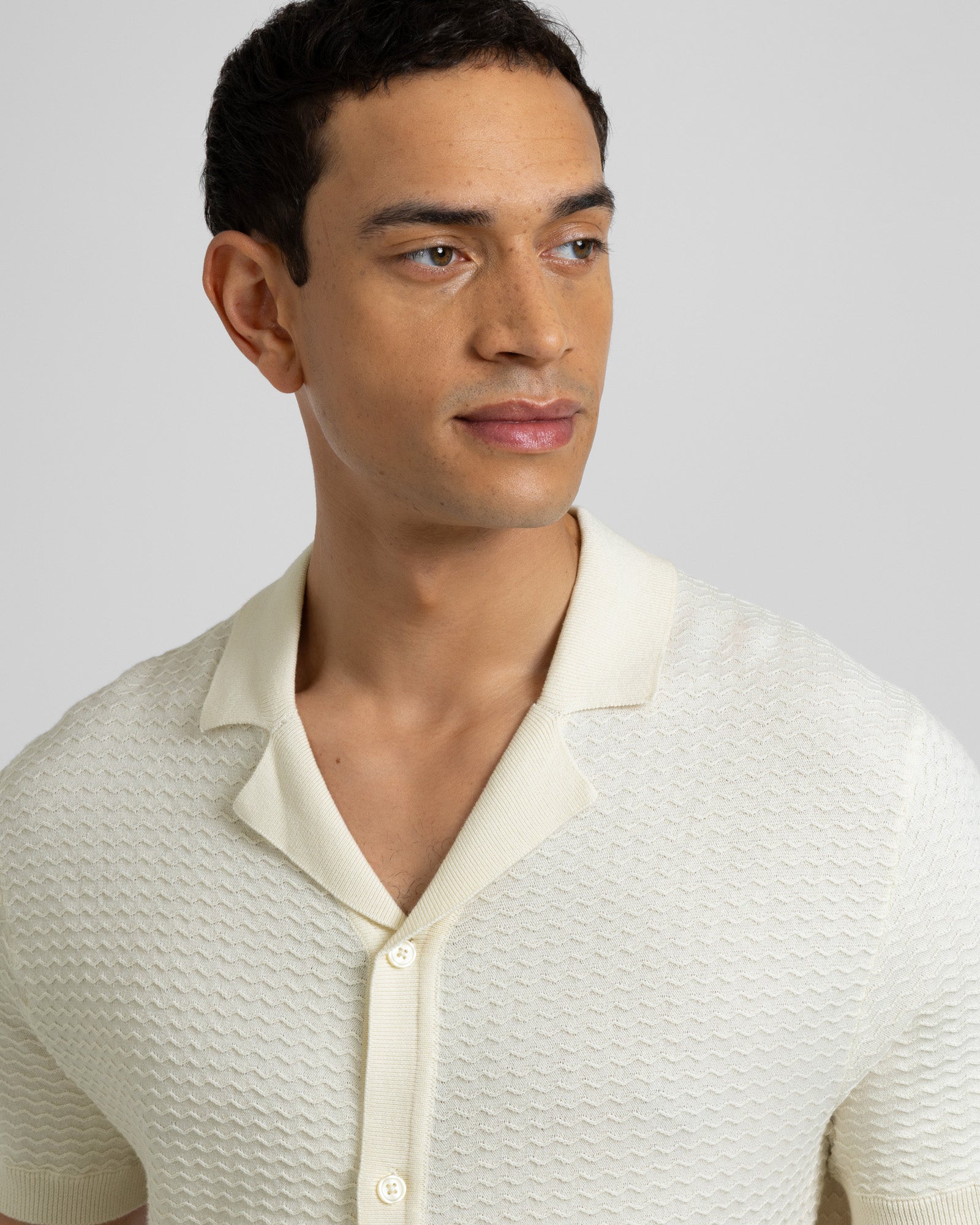 Aldgate - Chevron Textured Knitted Short Sleeve Shirt