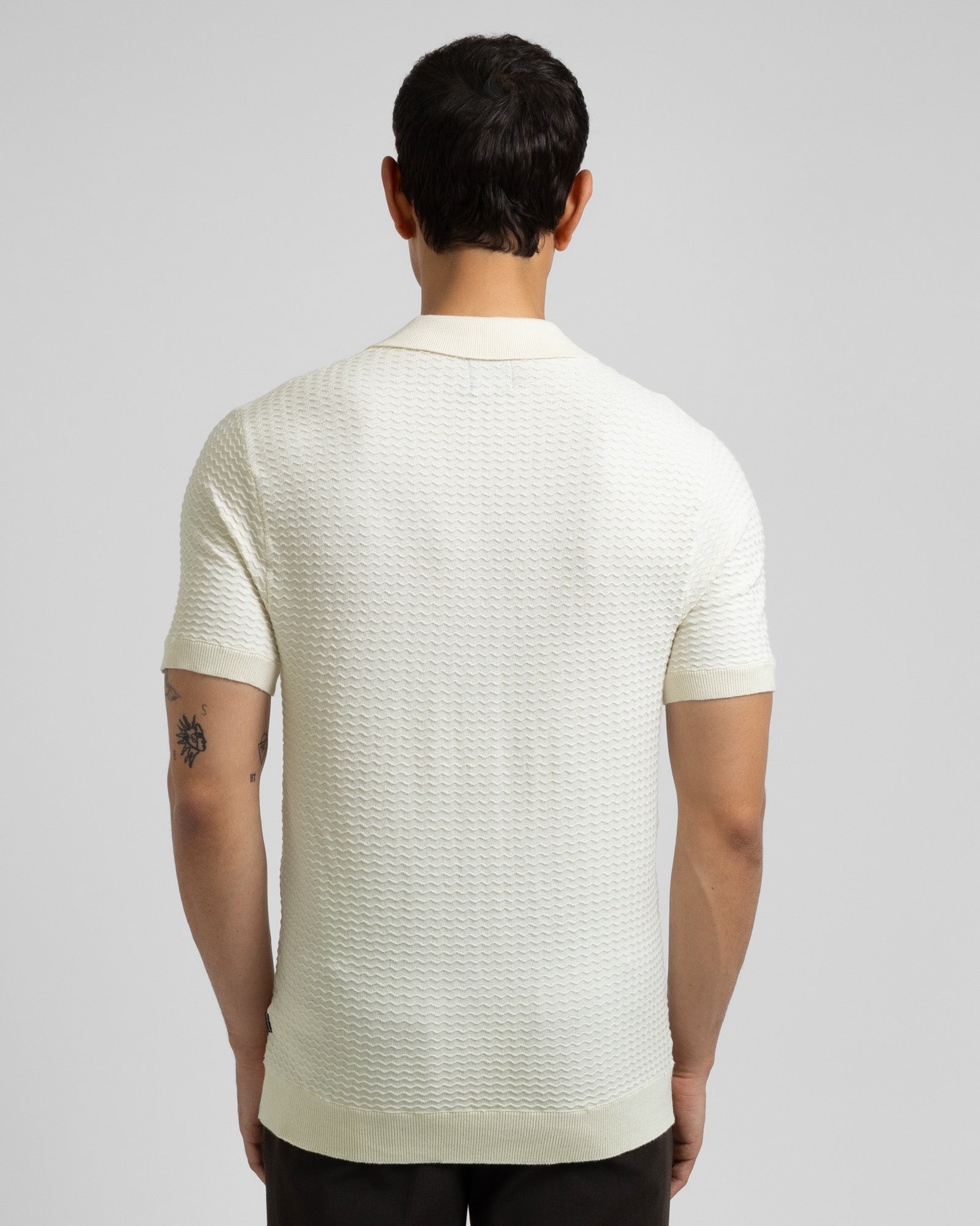 Aldgate - Chevron Textured Knitted Short Sleeve Shirt
