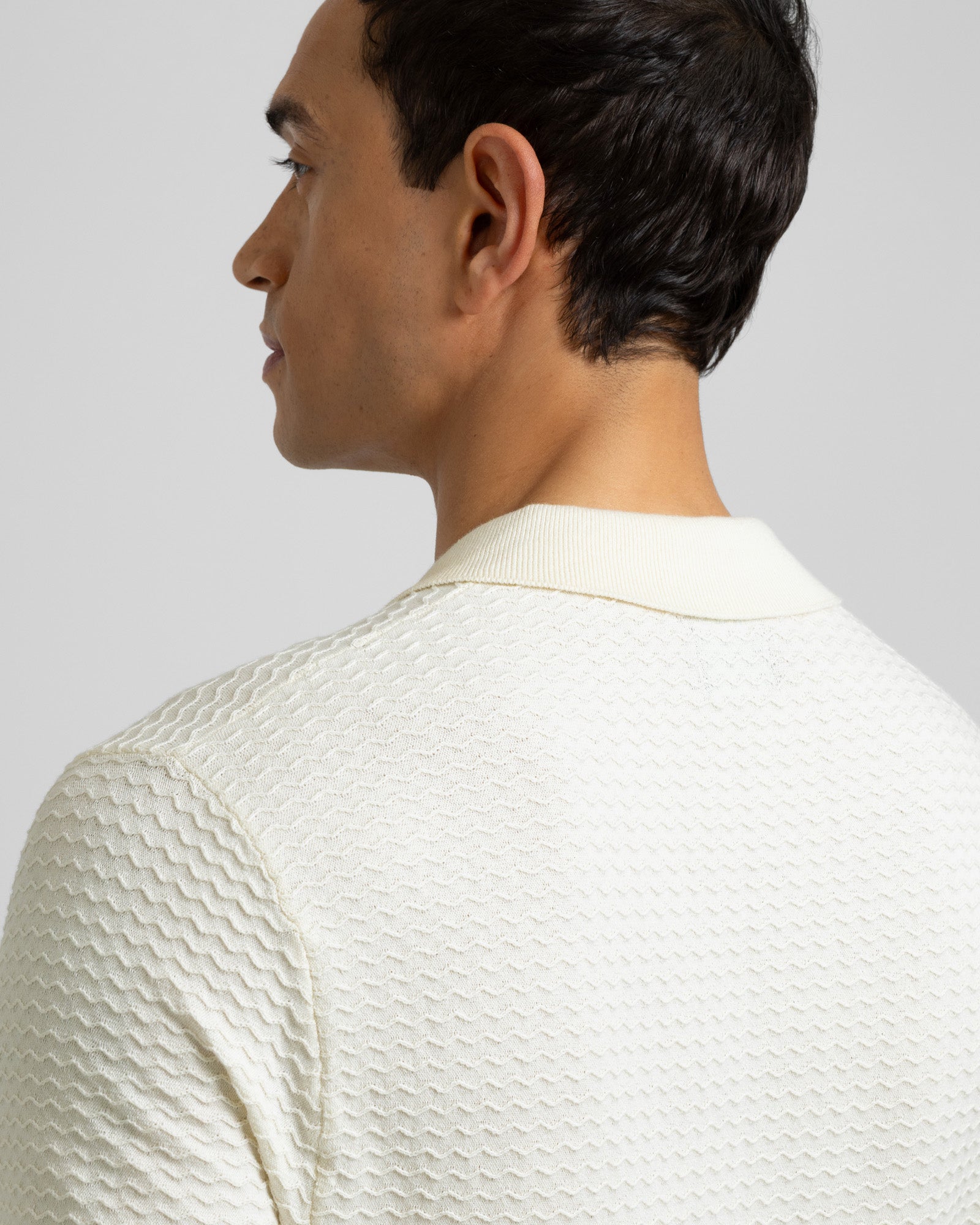 Aldgate - Chevron Textured Knitted Short Sleeve Shirt