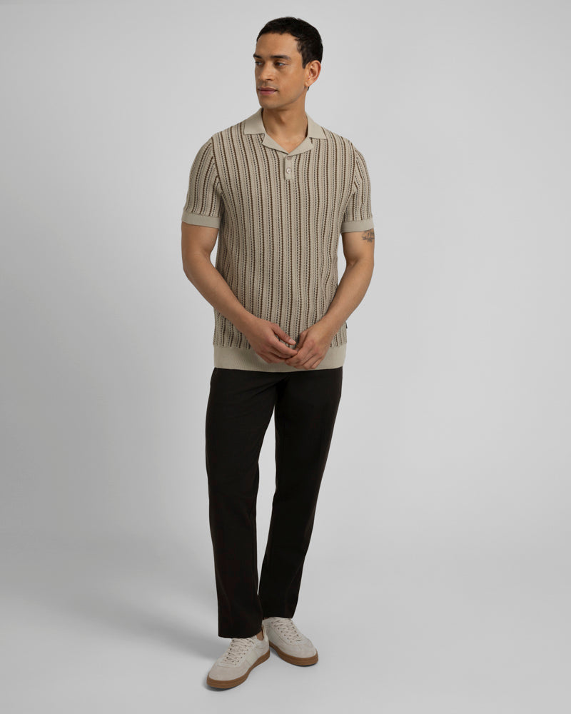 Bow - Stripe Knitted Polo Shirt