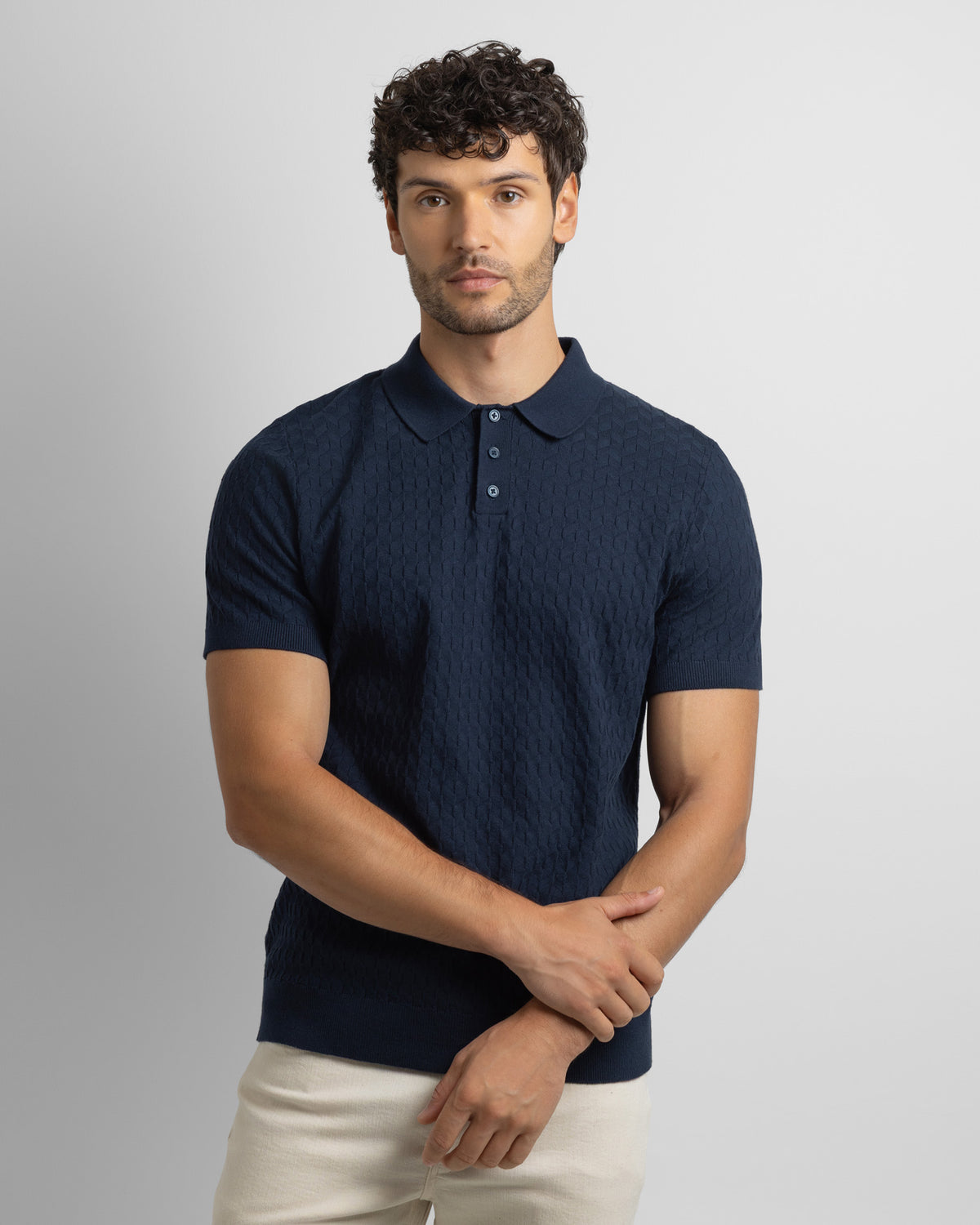 Burton - Geo Texture Knitted Polo Shirt