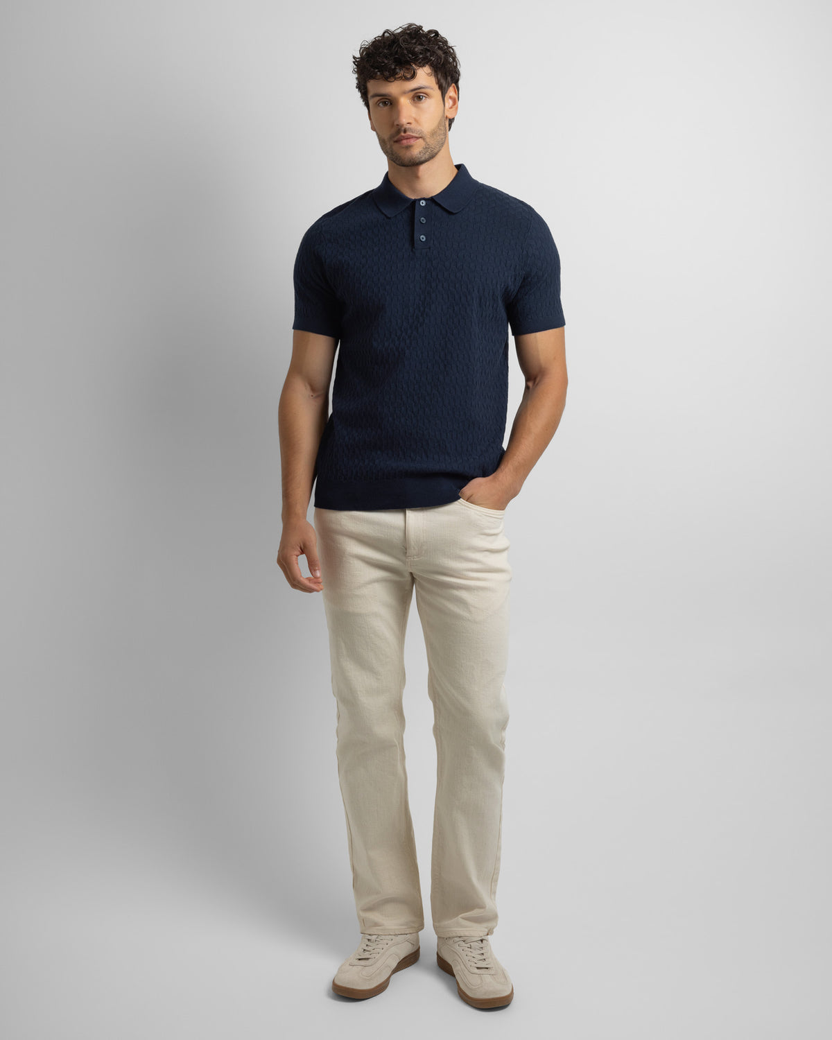 Burton - Geo Texture Knitted Polo Shirt