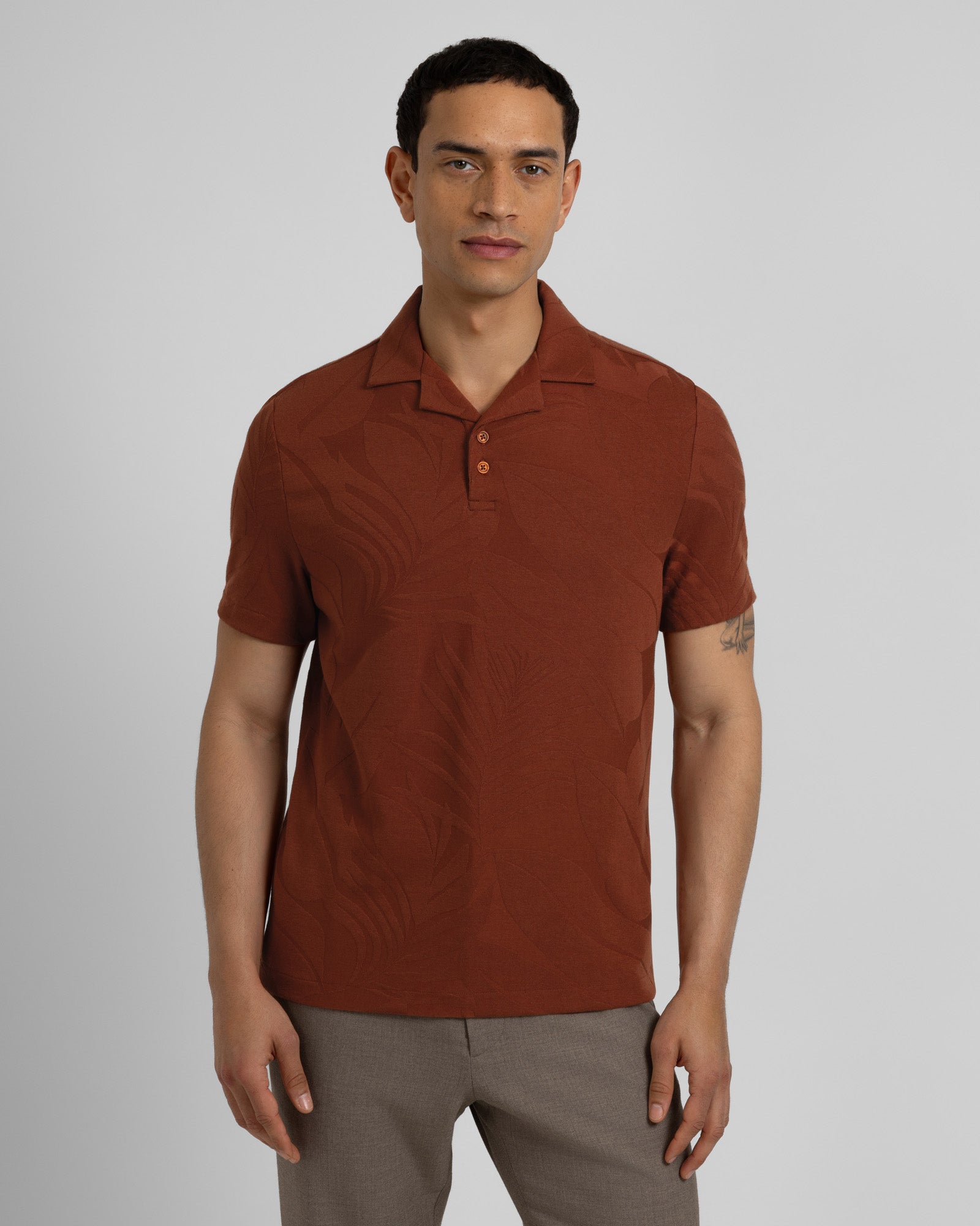 Healey - Large Floral Transfer Jacquard Polo Shirt