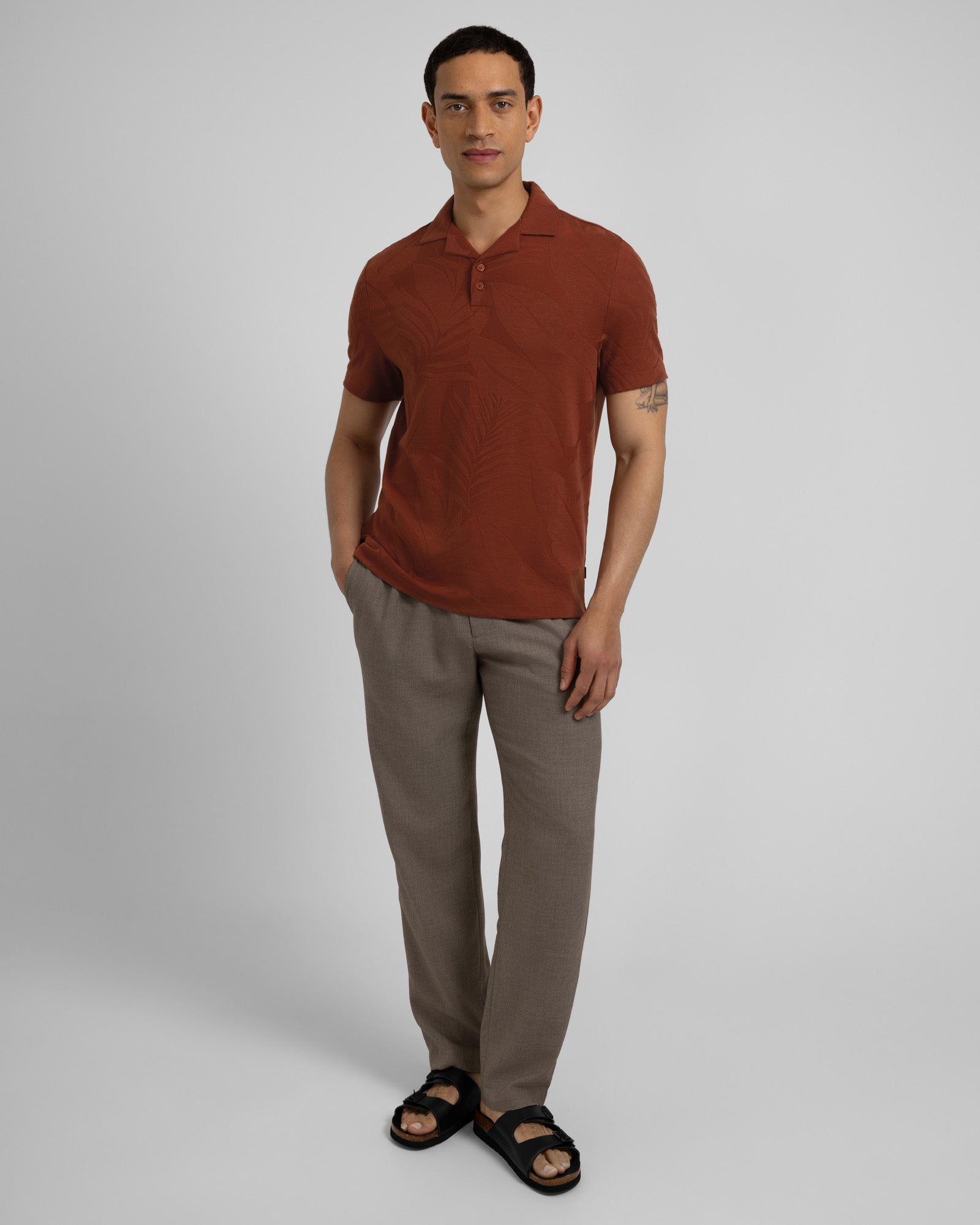 Healey - Large Floral Transfer Jacquard Polo Shirt