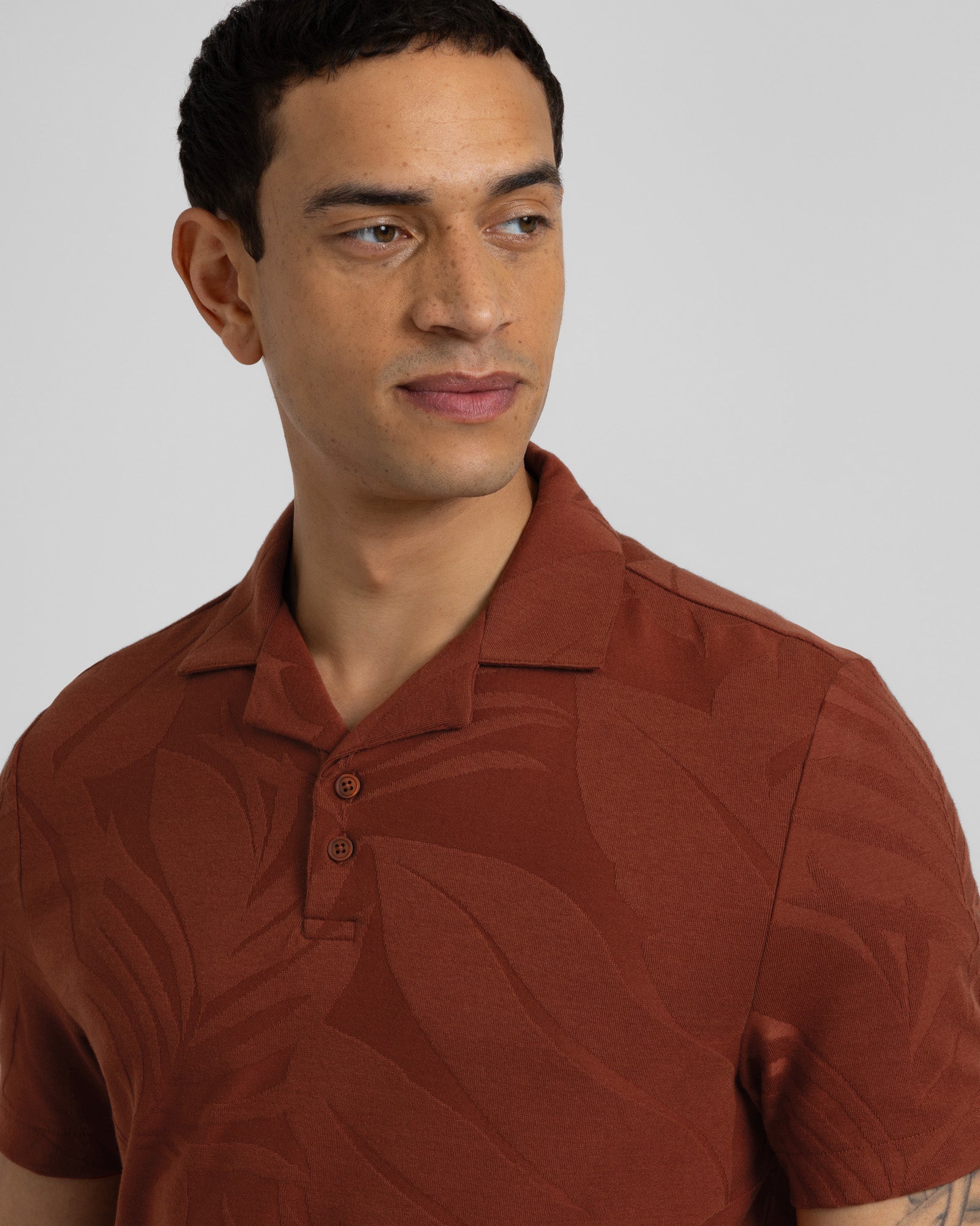 Healey - Large Floral Transfer Jacquard Polo Shirt