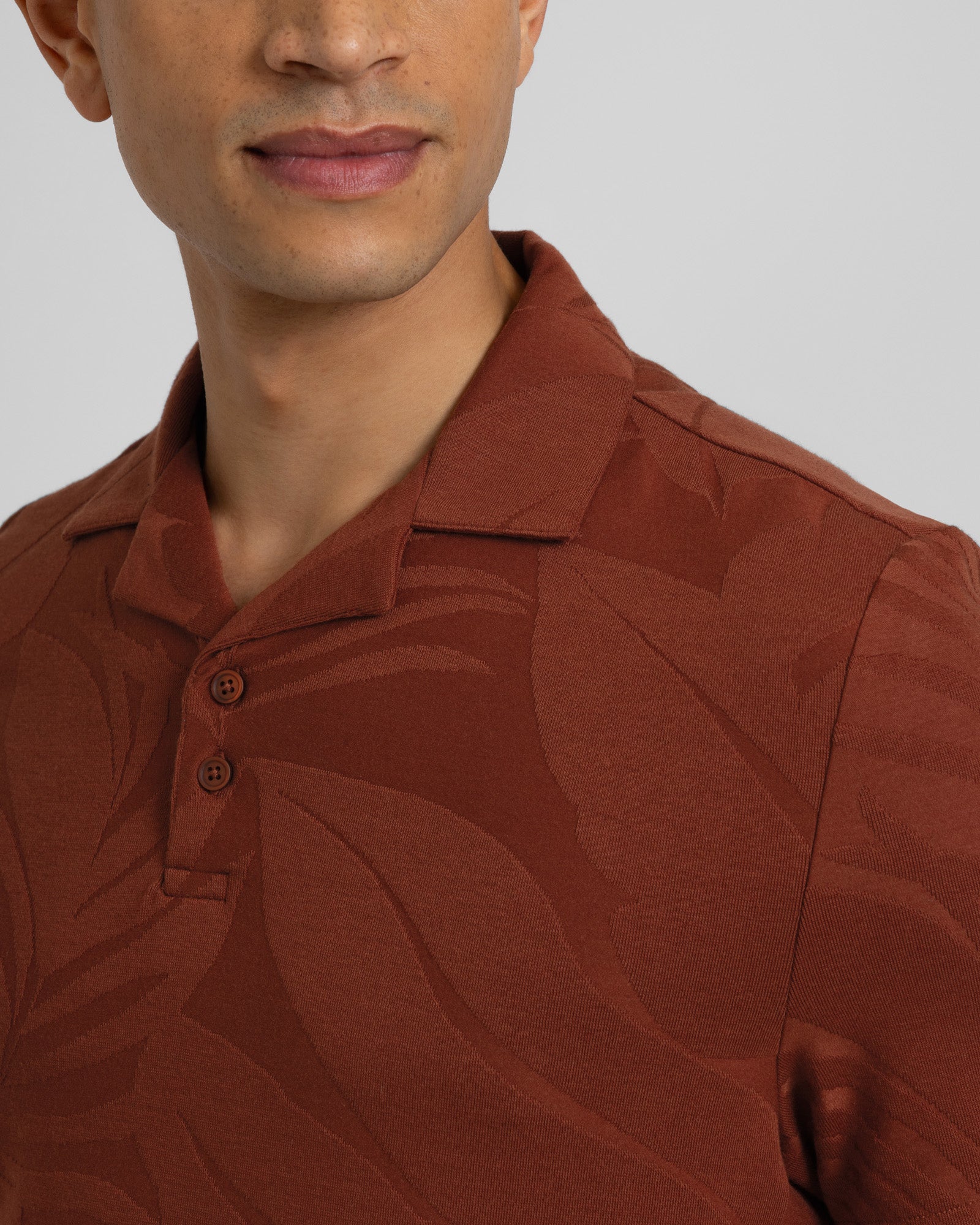 Healey - Large Floral Transfer Jacquard Polo Shirt