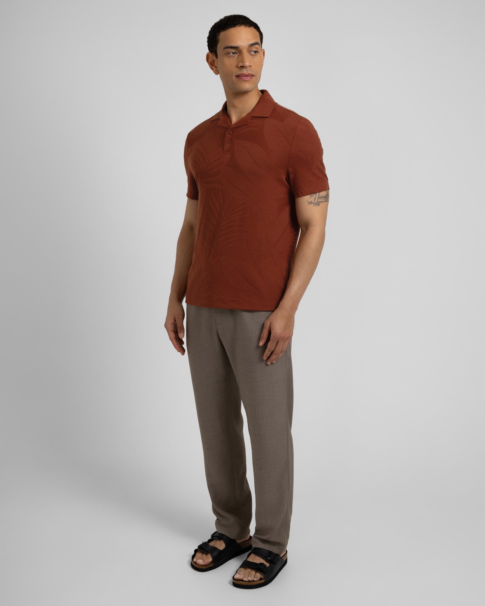 Healey - Large Floral Transfer Jacquard Polo Shirt