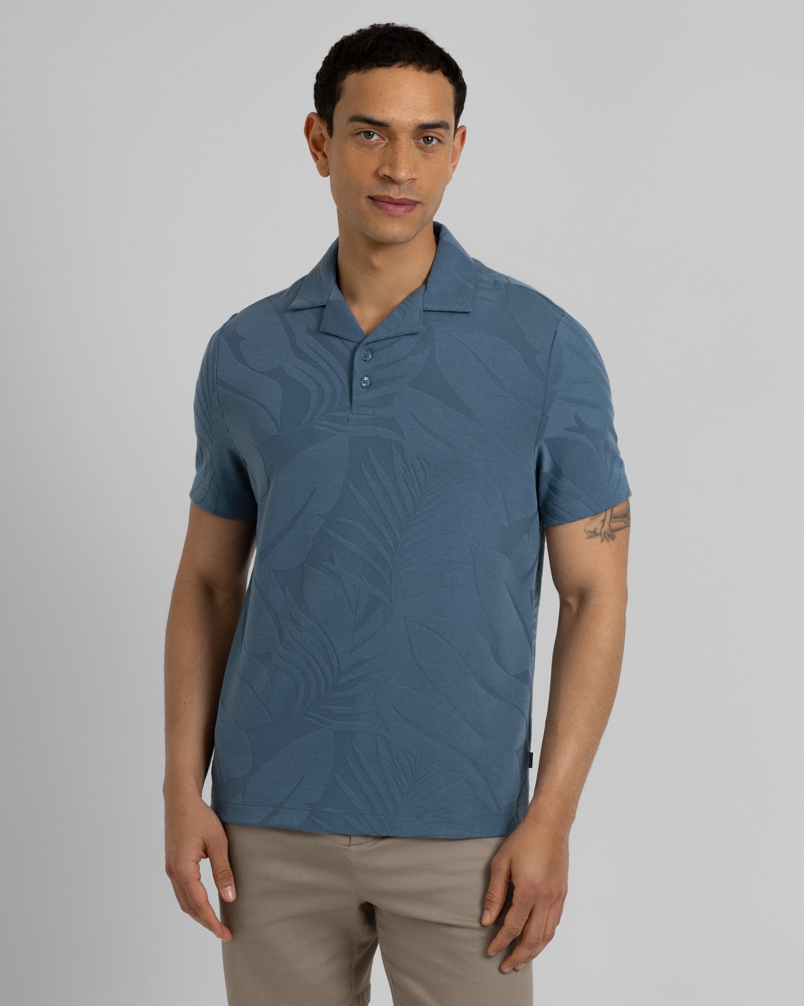 Healey - Large Floral Transfer Jacquard Polo Shirt