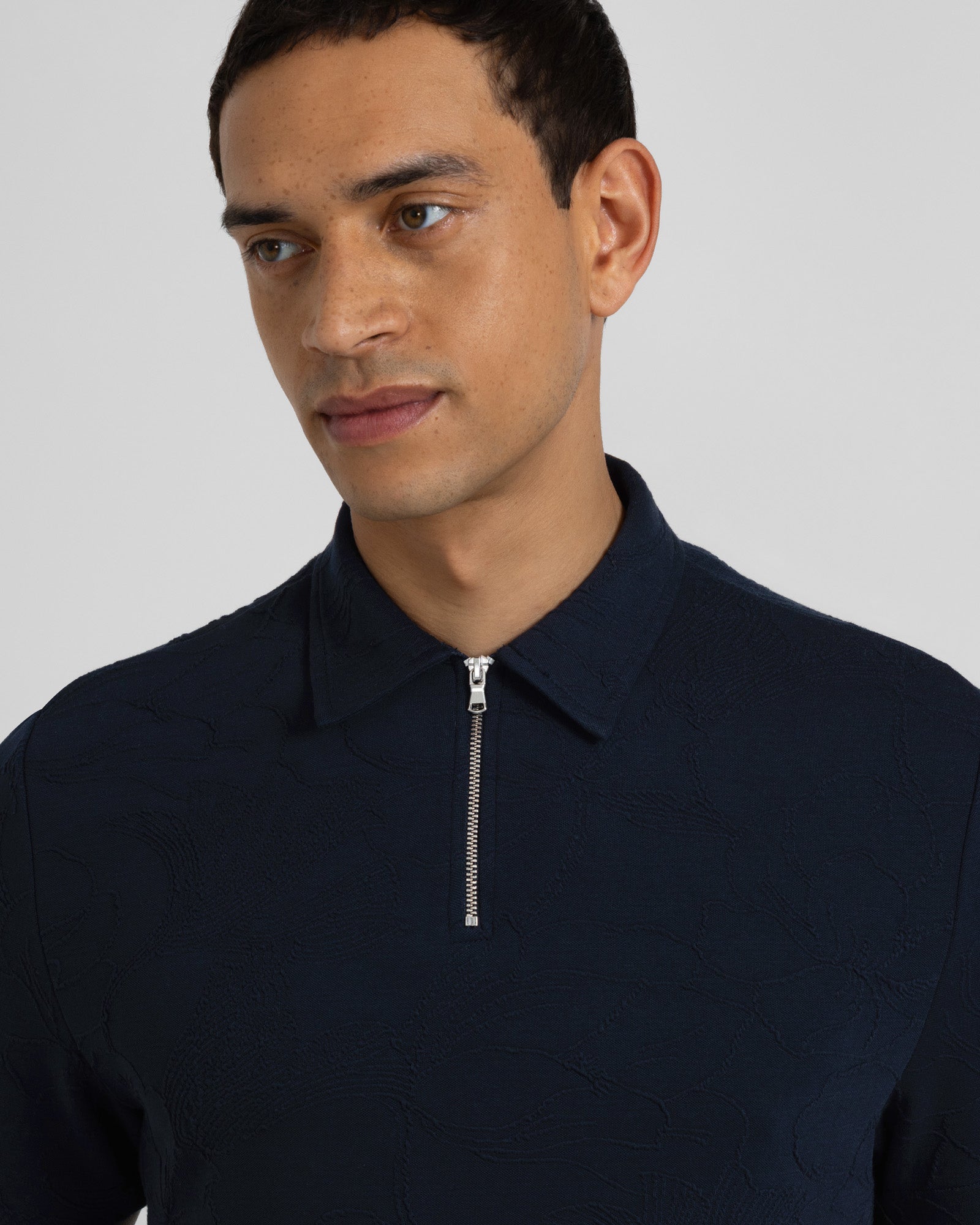 Adwell - Linear Floral Jacquard Polo Shirt