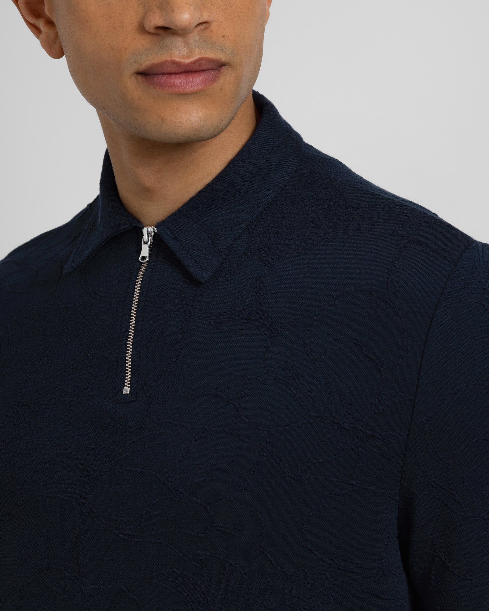 Adwell - Linear Floral Jacquard Polo Shirt