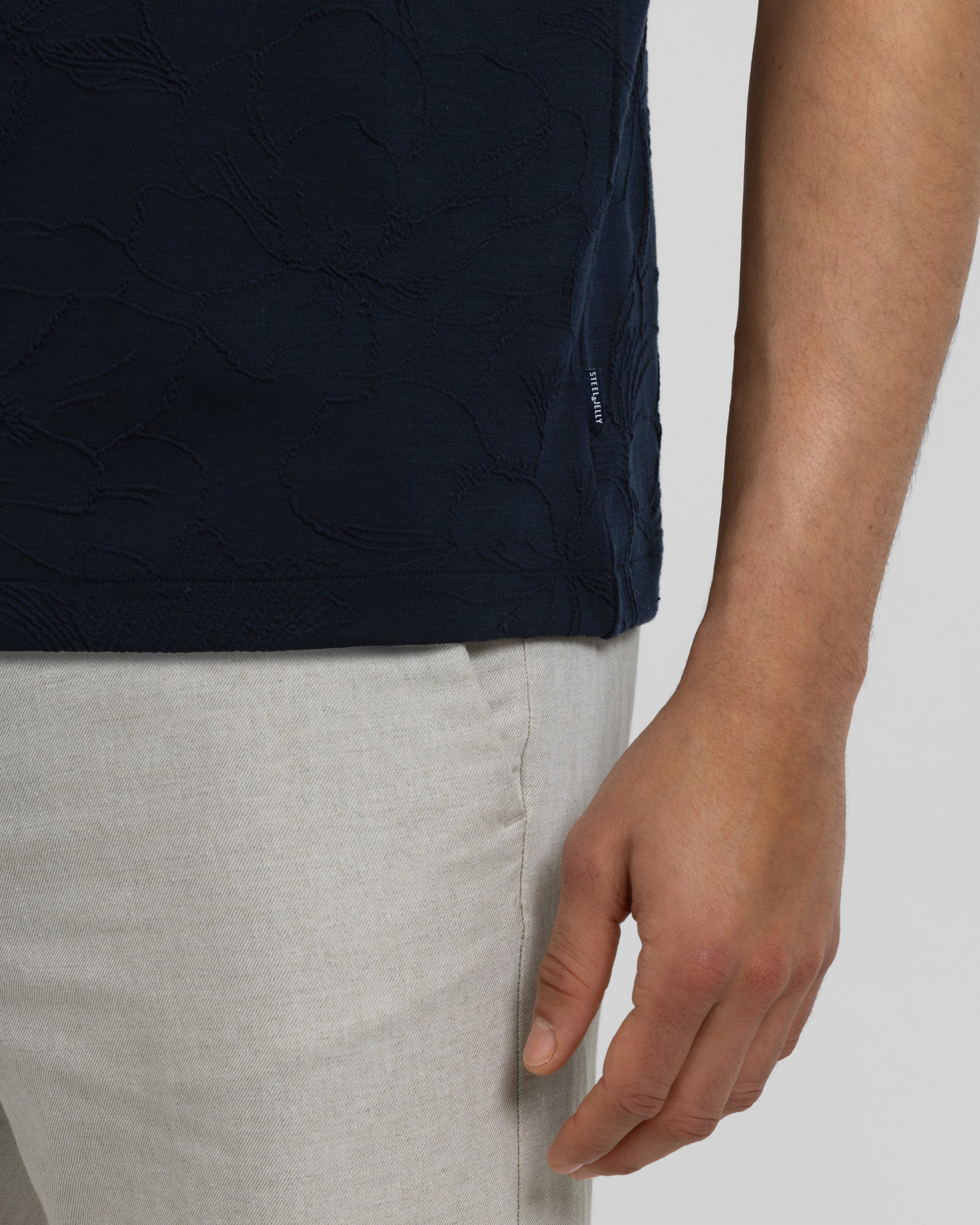 Adwell - Linear Floral Jacquard Polo Shirt