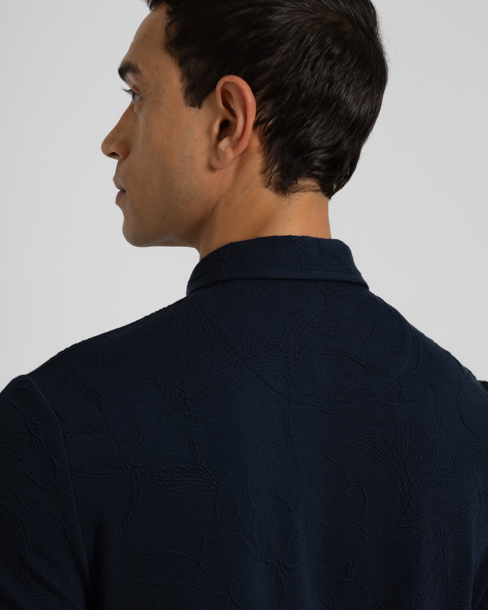 Adwell - Linear Floral Jacquard Polo Shirt