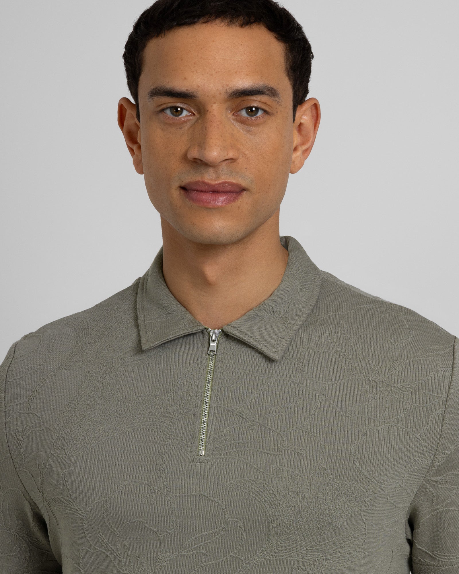 Adwell - Linear Floral Jacquard Polo Shirt