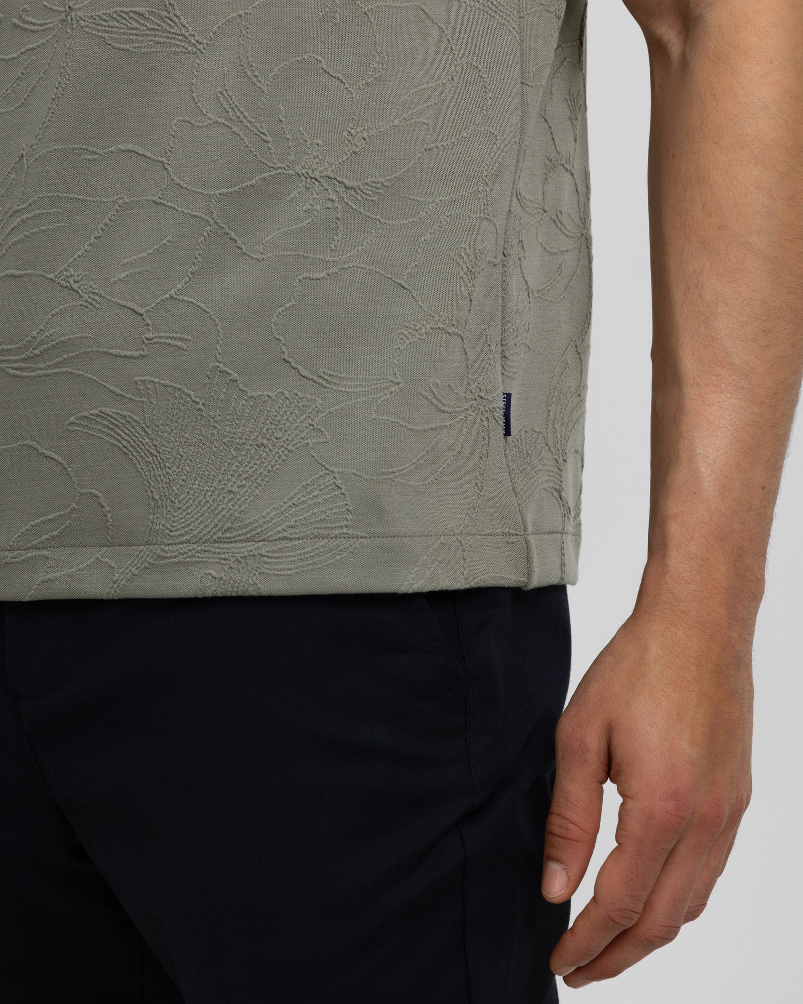 Adwell - Linear Floral Jacquard Polo Shirt