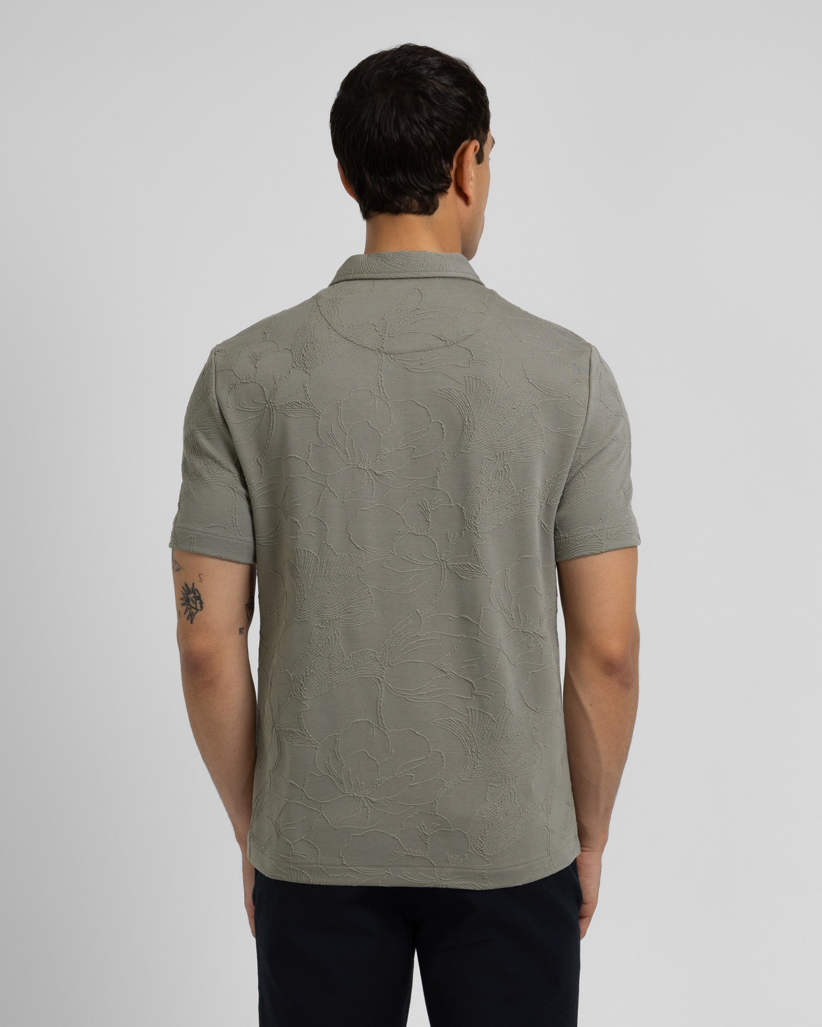 Adwell - Linear Floral Jacquard Polo Shirt