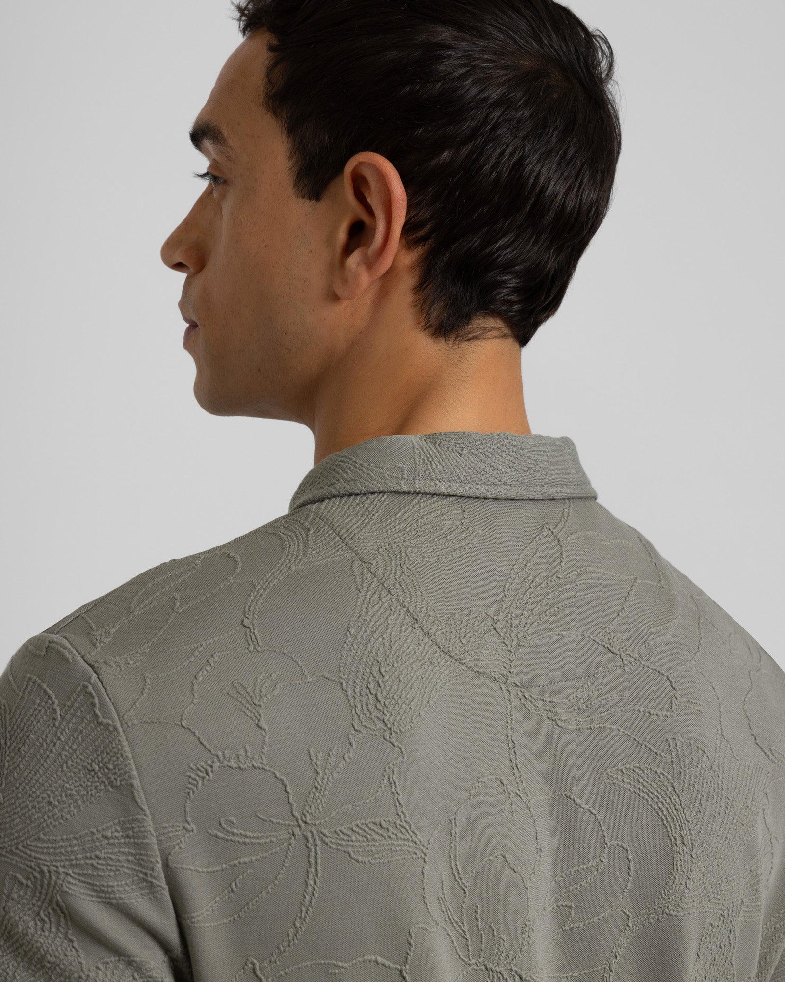 Adwell - Linear Floral Jacquard Polo Shirt