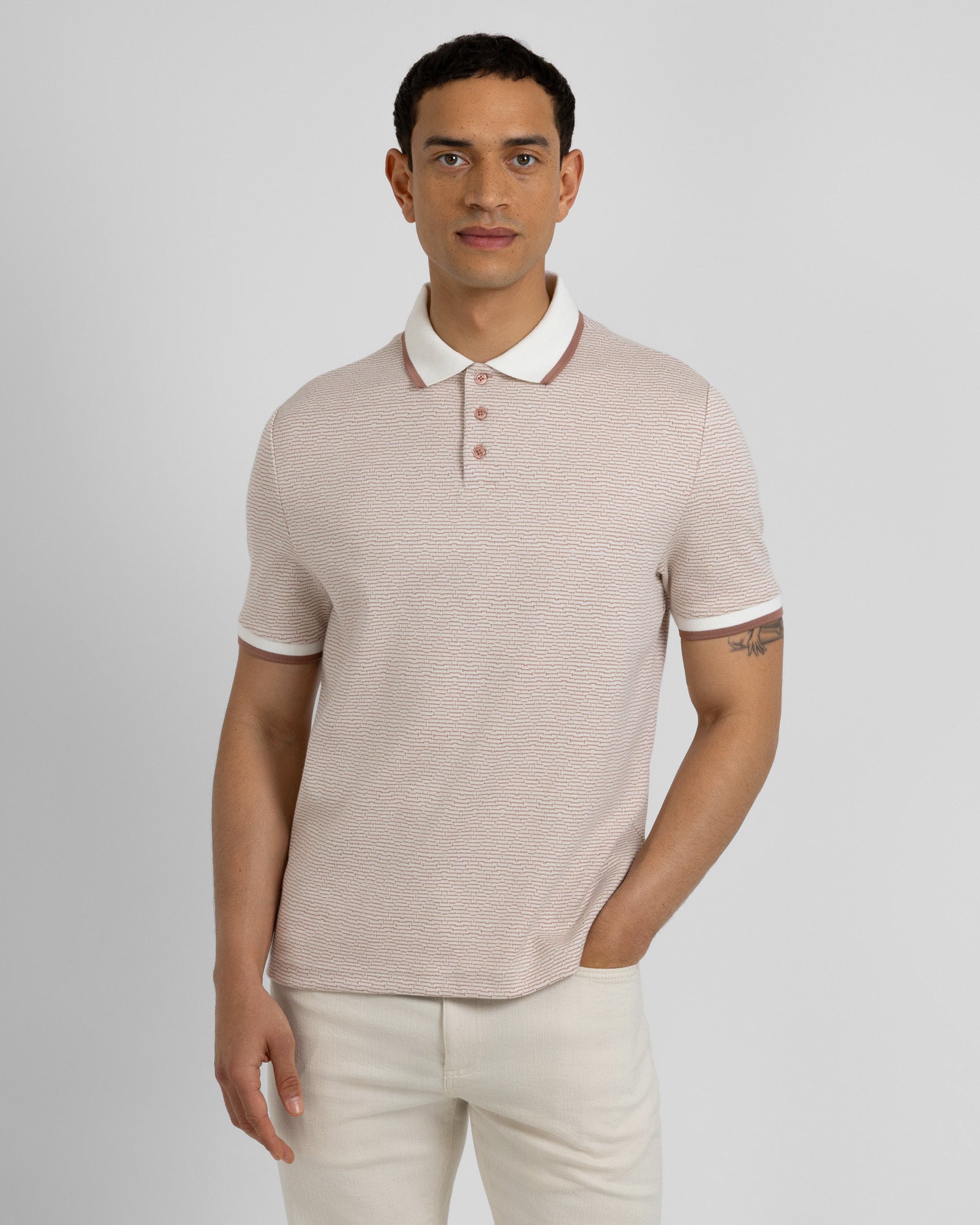 Bevan - Two-Tone Abstract Stripe Polo Shirt