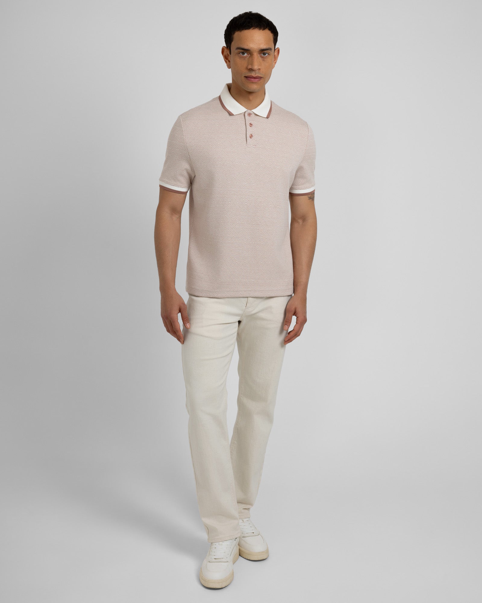 Bevan - Two-Tone Abstract Stripe Polo Shirt