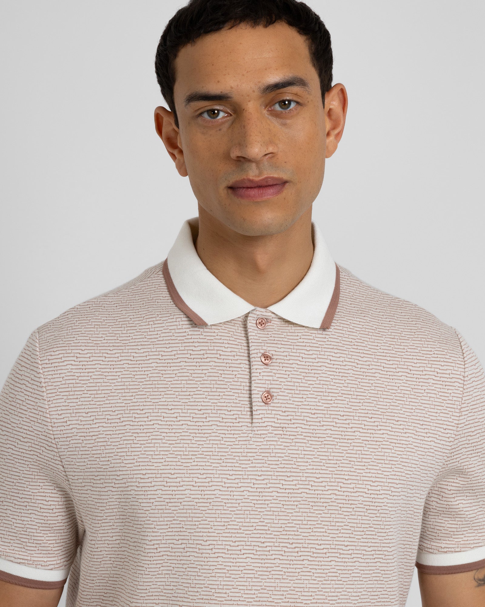 Bevan - Two-Tone Abstract Stripe Polo Shirt