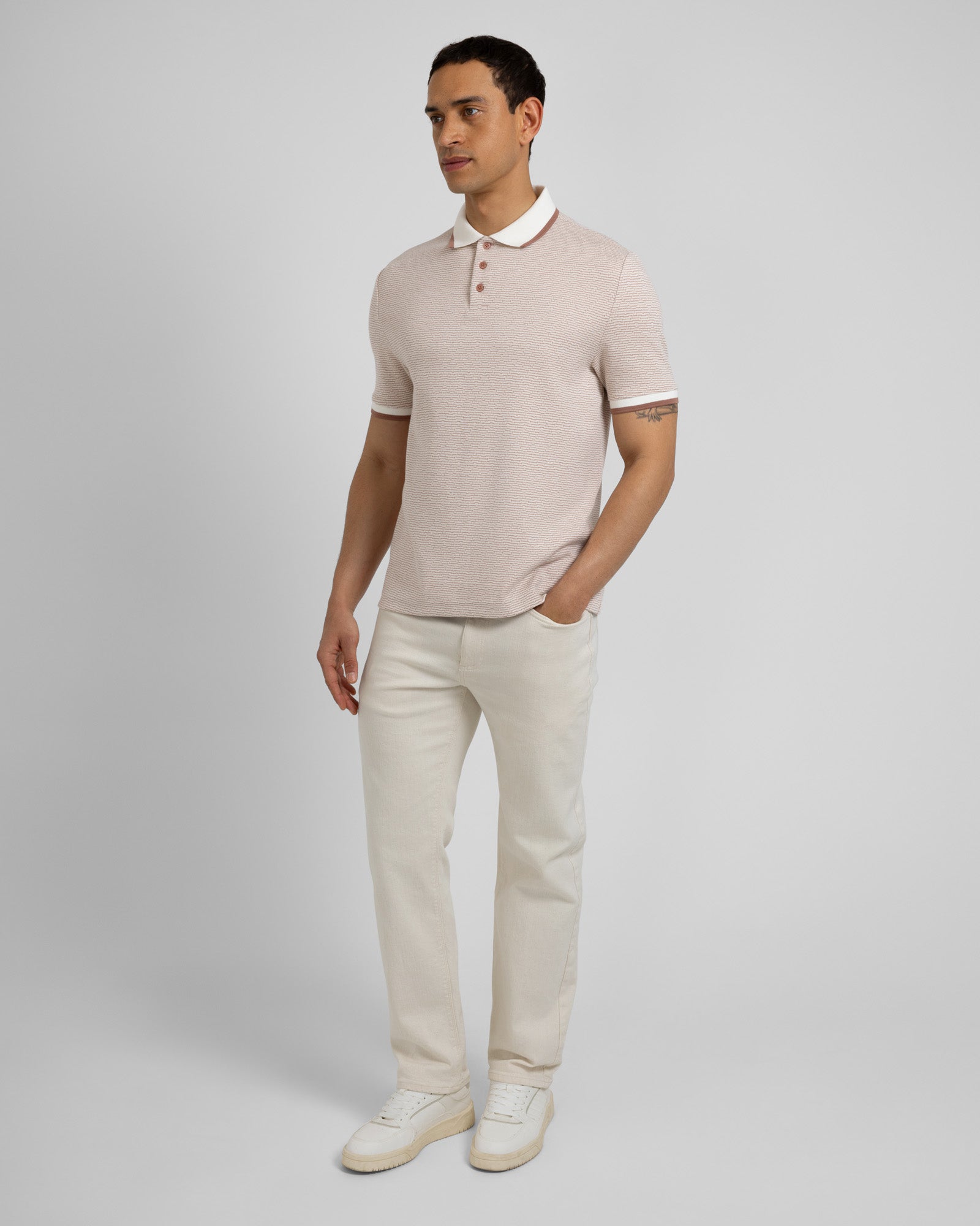Bevan - Two-Tone Abstract Stripe Polo Shirt