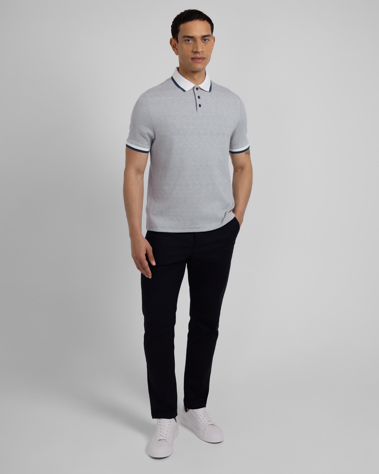 Bevan - Two-Tone Abstract Stripe Polo Shirt