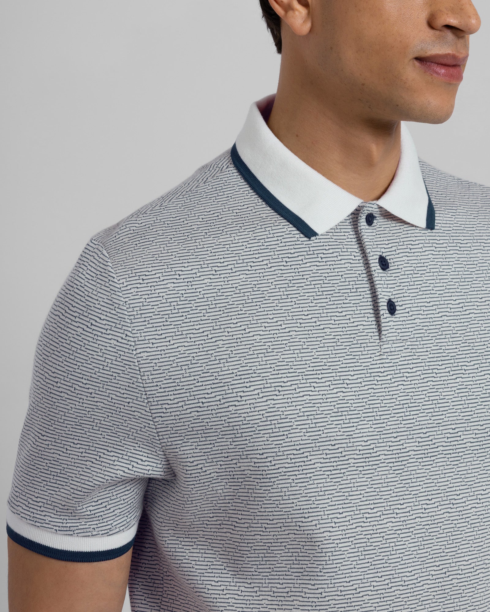 Bevan - Two-Tone Abstract Stripe Polo Shirt