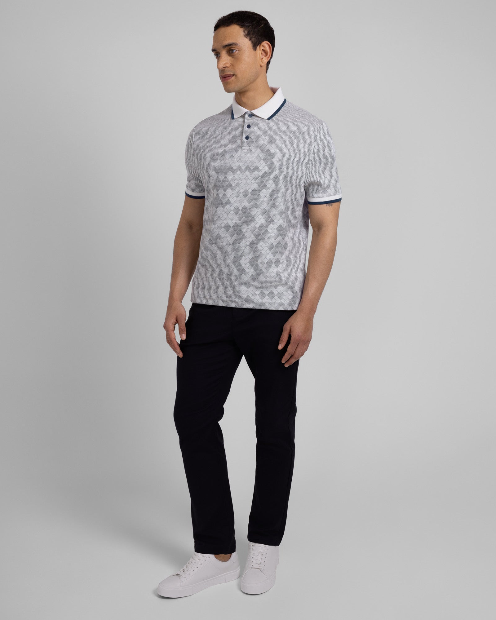 Bevan - Two-Tone Abstract Stripe Polo Shirt