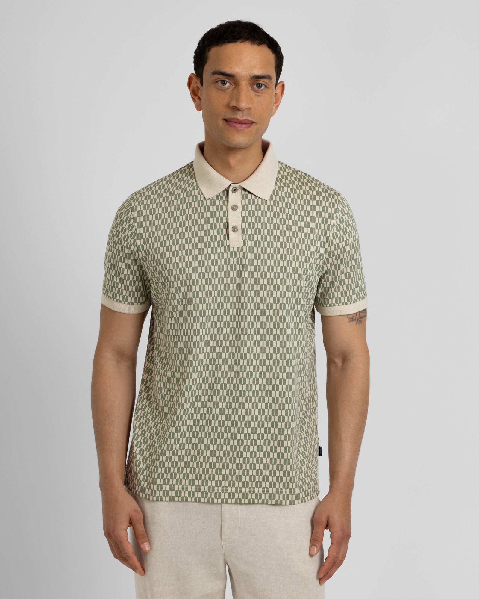 Bayley - Retro Geometric Print Polo Shirt