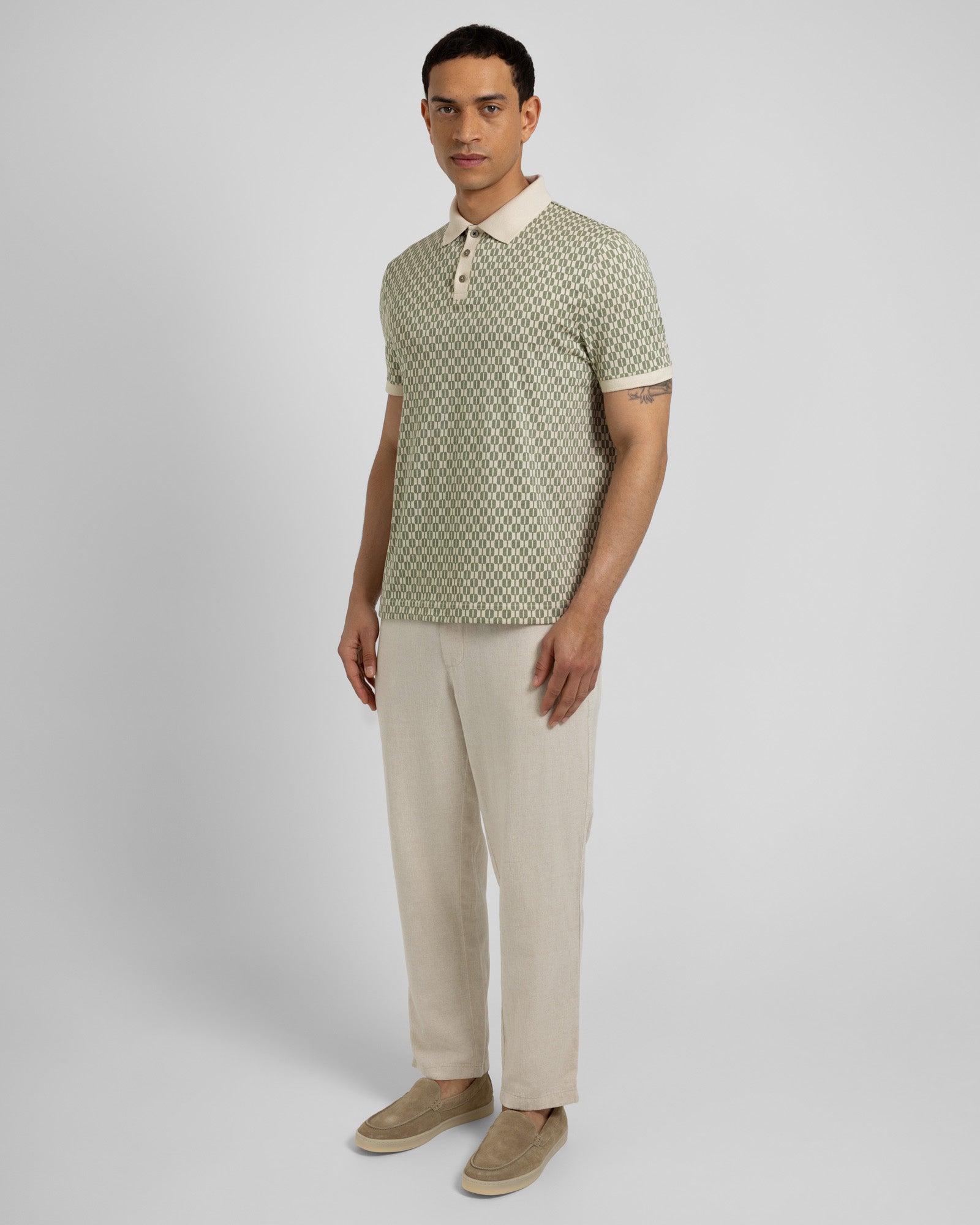 Bayley - Retro Geometric Print Polo Shirt