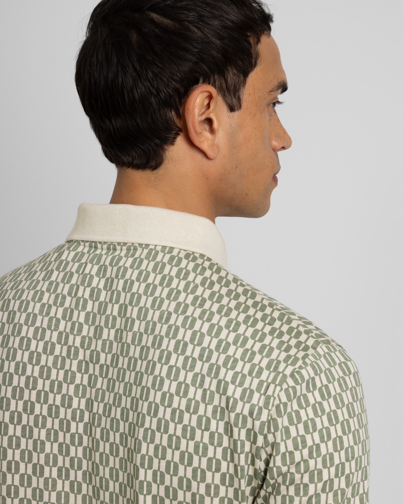 Bayley - Retro Geometric Print Polo Shirt