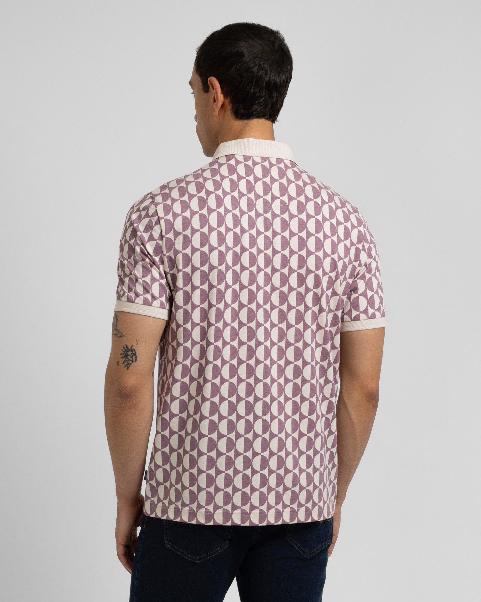 Curzon - Two-Tone Button Circle Print Polo Shirt
