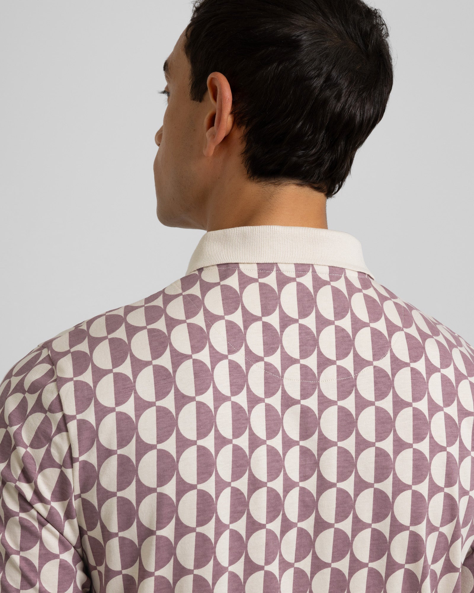 Curzon - Two-Tone Button Circle Print Polo Shirt